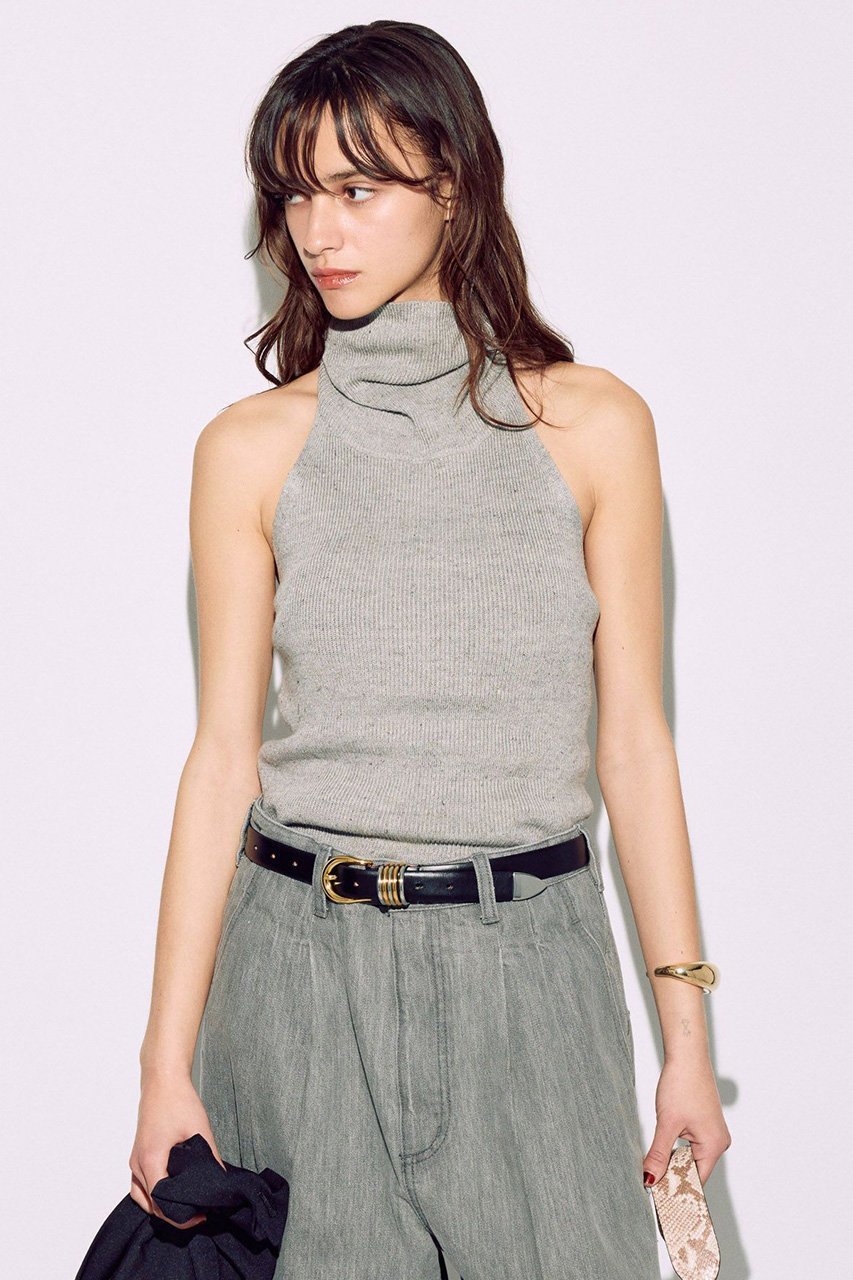 【ブリル/BRILL】のノースリハイネックプルオーバー インテリア・キッズ・メンズ・レディースファッション・服の通販 founy(ファニー) 　ファッション　Fashion　レディースファッション　Fashion for Women　トップス・カットソー　Cut & Sew Tops　ニット　Knit Tops & Sweaters　カジュアルプルオーバー・ニットトップス　Pullovers & Knit Tops / Casual Pullovers　イタリア　Italy　エレガント 上品　Elegant　シンプル　Simple, Minimal　ストレッチ　Stretch, Stretchy Fabric　タートルネック　Turtleneck, High Neck　フィット　Fit, Slim Fit　フレンチ　French, French Style　リネン　Linen, Linen Fabric　グレー|ID: prp329100004446167 ipo3291000000032812195