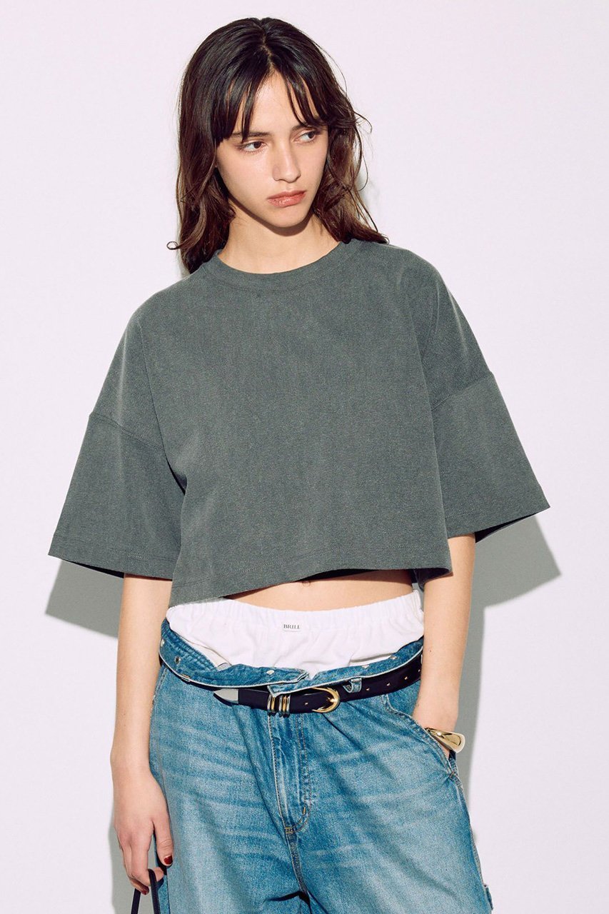【ブリル/BRILL】のショートユルTシャツ インテリア・キッズ・メンズ・レディースファッション・服の通販 founy(ファニー) 　ファッション　Fashion　レディースファッション　Fashion for Women　トップス・カットソー　Cut & Sew Tops　シャツ・ブラウス・オフィスカジュアル　Elegant Blouses & Button-Ups　ロングTシャツ・Tシャツ　Longline T-Shirts & Tees　カットソー・ベーシックTシャツ　Cut-and-Sewn Tops / Stretch Tees & Basics　ショート　Short, Short Length　スリーブ　Sleeve, Long Sleeve / Short Sleeve　ヴィンテージ　Vintage Style　グレー|ID: prp329100004446168 ipo3291000000032852710