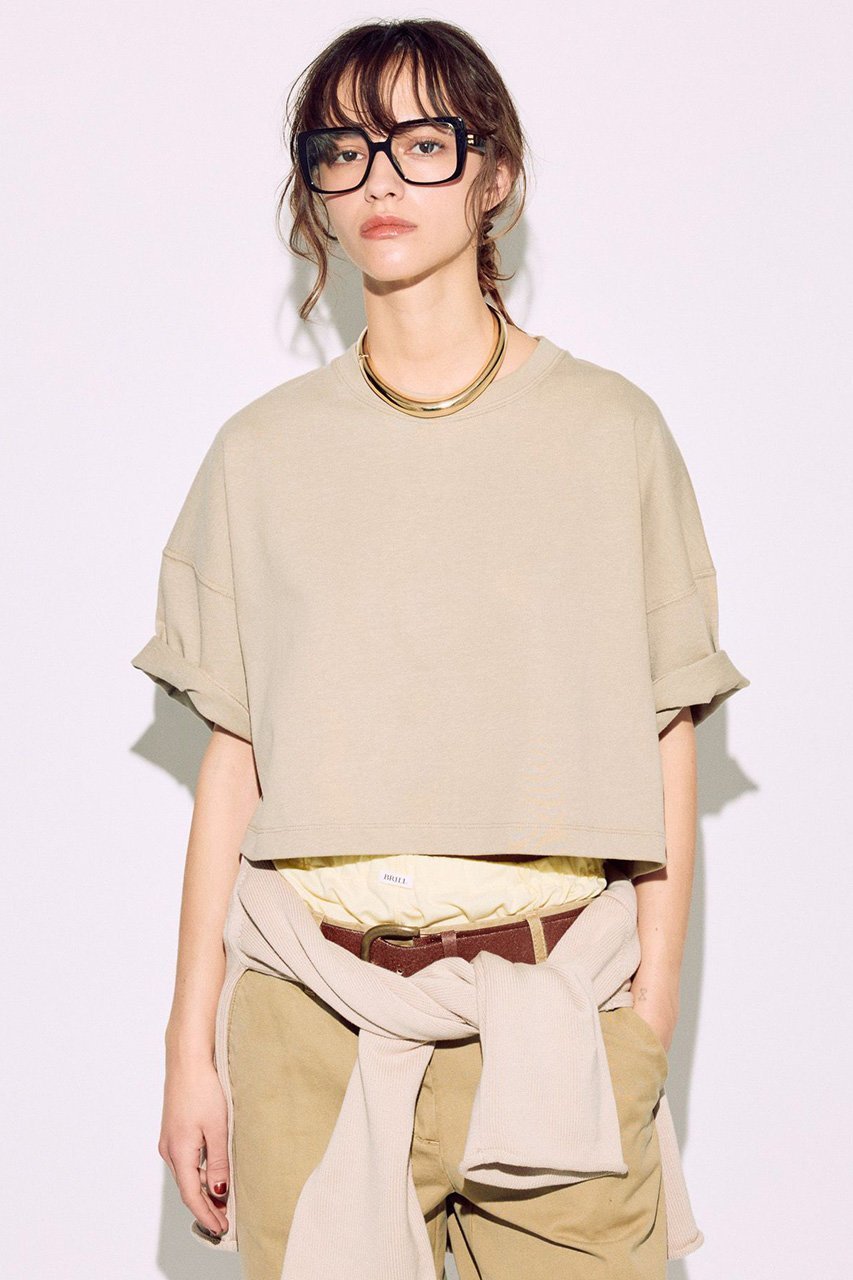 【ブリル/BRILL】のショートユルTシャツ インテリア・キッズ・メンズ・レディースファッション・服の通販 founy(ファニー) 　ファッション　Fashion　レディースファッション　Fashion for Women　トップス・カットソー　Cut & Sew Tops　シャツ・ブラウス・オフィスカジュアル　Elegant Blouses & Button-Ups　ロングTシャツ・Tシャツ　Longline T-Shirts & Tees　カットソー・ベーシックTシャツ　Cut-and-Sewn Tops / Stretch Tees & Basics　ショート　Short, Short Length　スリーブ　Sleeve, Long Sleeve / Short Sleeve　ヴィンテージ　Vintage Style　ベージュ|ID: prp329100004446168 ipo3291000000032852716