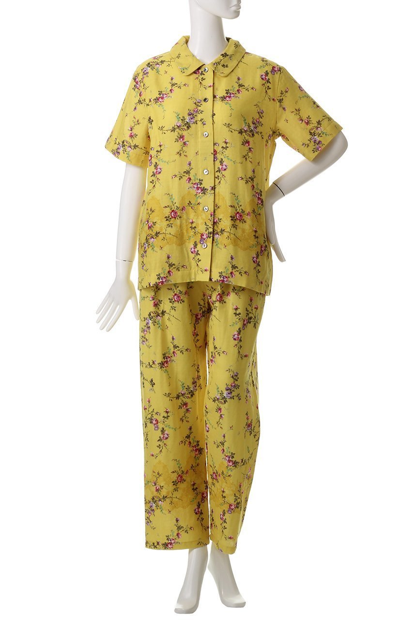 【イクコ/IKUKO】のダブルガーゼ花柄プリント襟付き半袖パジャマ 人気、トレンドファッション・服の通販 founy(ファニー) 　ファッション　Fashion　レディースファッション　WOMEN　トップス・カットソー　Tops/Tshirt　花柄・フラワープリント・モチーフ　Flower Patterns　アンティーク　Antique　ダブル　Double　パジャマ　Pajamas　フェミニン　Feminine　プリント　Print　マニッシュ　Mannish　リラックス　Relax　ローズ　Rose　半袖　Short Sleeve　吸水　Water Absorption　夏　Summer　定番　Standard　春　Spring　S/S・春夏　Ss・Spring/Summer　other-2|ID: prp329100004446170 ipo3291000000031254603