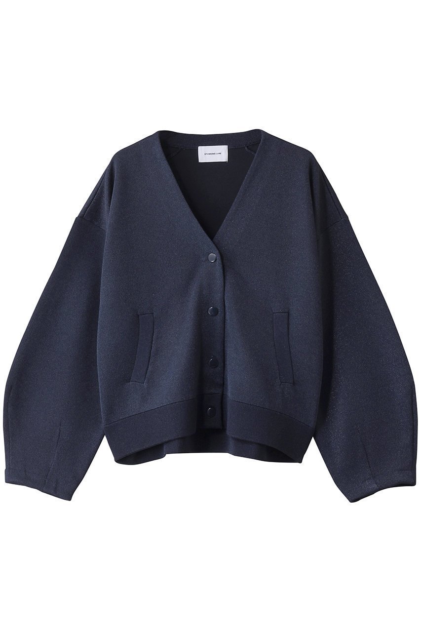 【スタニングルアー/STUNNING LURE】のrメタルヤーンニットブルゾン インテリア・キッズ・メンズ・レディースファッション・服の通販 founy(ファニー) 　ファッション　Fashion　レディースファッション　Fashion for Women　トップス・カットソー　Cut & Sew Tops　ニット　Knit Tops & Sweaters　カーディガン・羽織り　Layered Style Cardigans　エレガント 上品　Elegant　カーディガン　Cardigan, Knitwear　ブルゾン　Blouson, Bomber Jacket　ネイビー|ID: prp329100004446177 ipo3291000000032957033