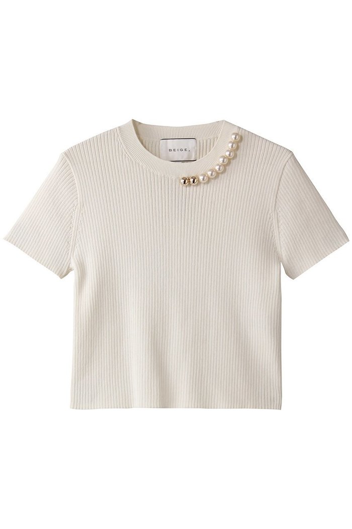 【ベイジ,/BEIGE,】のVINCA(ビンカ)/パール付き半袖コットンリブニット インテリア・キッズ・メンズ・レディースファッション・服の通販 founy(ファニー) https://founy.com/ ファッション Fashion レディースファッション WOMEN トップス・カットソー Tops/Tshirt ニット Knit Tops プルオーバー Pullover シンプル Simple パール Pearl フィット Fit リブニット Rib Knit エレガント 上品 Elegant 半袖 Short Sleeve |ID: prp329100004446190 ipo3291000000031077527