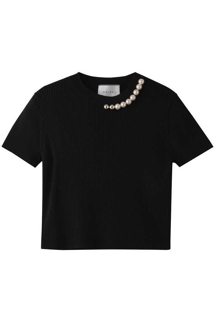 【ベイジ,/BEIGE,】のVINCA(ビンカ)/パール付き半袖コットンリブニット インテリア・キッズ・メンズ・レディースファッション・服の通販 founy(ファニー) https://founy.com/ ファッション Fashion レディースファッション WOMEN トップス・カットソー Tops/Tshirt ニット Knit Tops プルオーバー Pullover シンプル Simple パール Pearl フィット Fit リブニット Rib Knit エレガント 上品 Elegant 半袖 Short Sleeve NEW・新作・新着・新入荷 New Arrivals |ID: prp329100004446190 ipo3291000000031077529