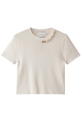 【ベイジ,/BEIGE,】のVINCA(ビンカ)/パール付き半袖コットンリブニット 人気、トレンドファッション・服の通販 founy(ファニー) ファッション Fashion レディースファッション Fashion for Women トップス・カットソー Cut & Sew Tops ニット Knit Tops & Sweaters カジュアルプルオーバー・ニットトップス Pullovers & Knit Tops / Casual Pullovers シンプル Simple, Minimal パール Pearl, Pearl Accent フィット Fit, Slim Fit リブニット Rib Knit, Ribbed Knit エレガント 上品 Elegant 半袖 Short Sleeve, Half Sleeve |ID:prp329100004446190