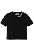 【ベイジ,/BEIGE,】のVINCA(ビンカ)/パール付き半袖コットンリブニット Black|ID: prp329100004446190 ipo3291000000035066106