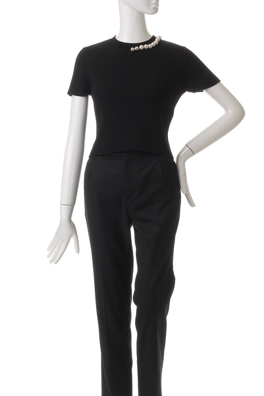 【ベイジ,/BEIGE,】のVINCA(ビンカ)/パール付き半袖コットンリブニット 人気、トレンドファッション・服の通販 founy(ファニー) 　ファッション　Fashion　レディースファッション　Fashion for Women　トップス・カットソー　Cut & Sew Tops　ニット　Knit Tops & Sweaters　カジュアルプルオーバー・ニットトップス　Pullovers & Knit Tops / Casual Pullovers　シンプル　Simple, Minimal　パール　Pearl, Pearl Accent　フィット　Fit, Slim Fit　リブニット　Rib Knit, Ribbed Knit　エレガント 上品　Elegant　半袖　Short Sleeve, Half Sleeve　other-2|ID: prp329100004446190 ipo3291000000035066107