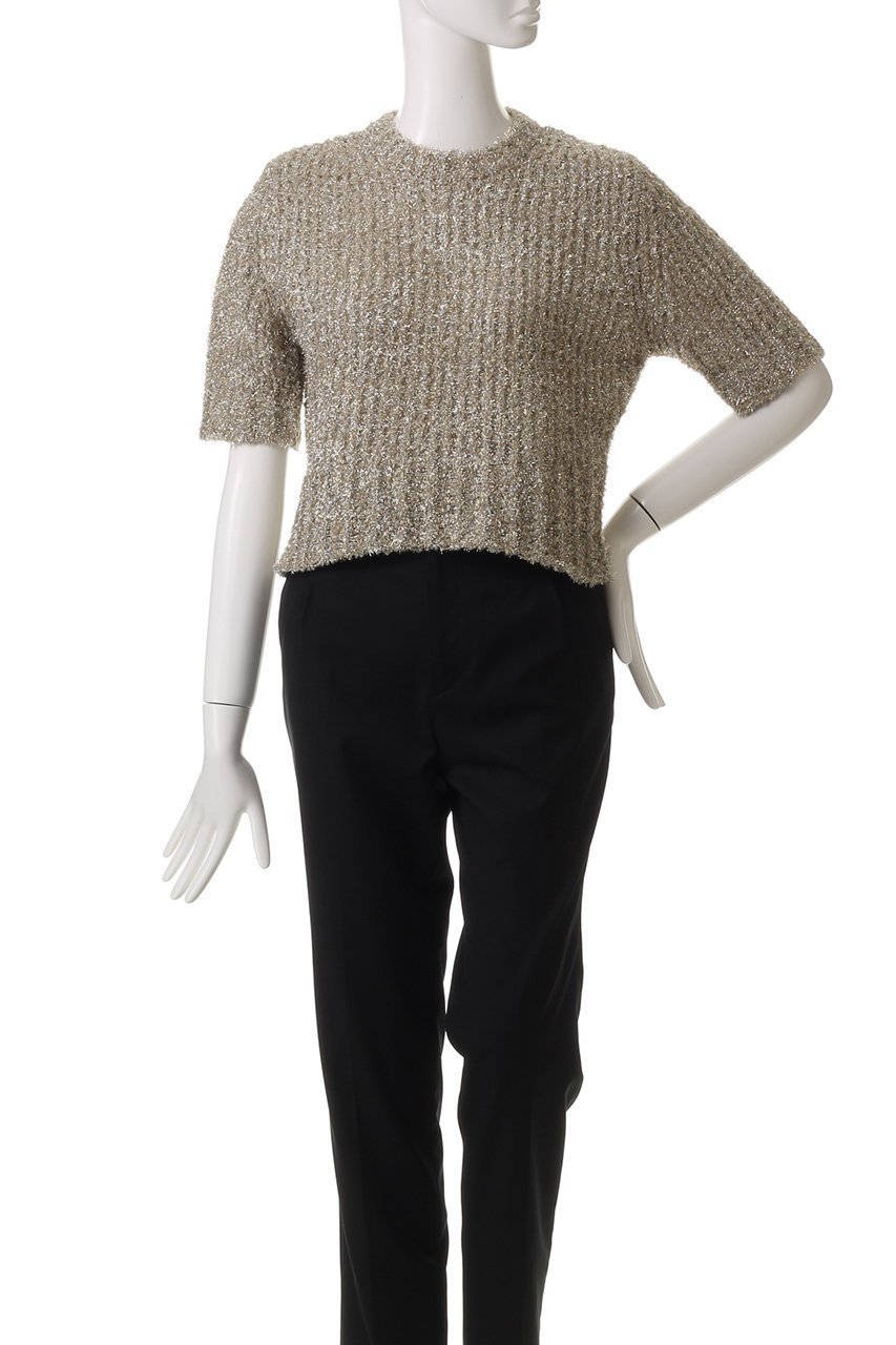【ベイジ,/BEIGE,】のTRITOMA(トリトマ)/ラメクルーネック半袖ニット 人気、トレンドファッション・服の通販 founy(ファニー) 　ファッション　Fashion　レディースファッション　WOMEN　トップス・カットソー　Tops/Tshirt　ニット　Knit Tops　プルオーバー　Pullover　エレガント 上品　Elegant　コンパクト　Compact　ショート　Short　シンプル　Simple　デニム　Denim　半袖　Short Sleeve　other-2|ID: prp329100004446191 ipo3291000000031254725