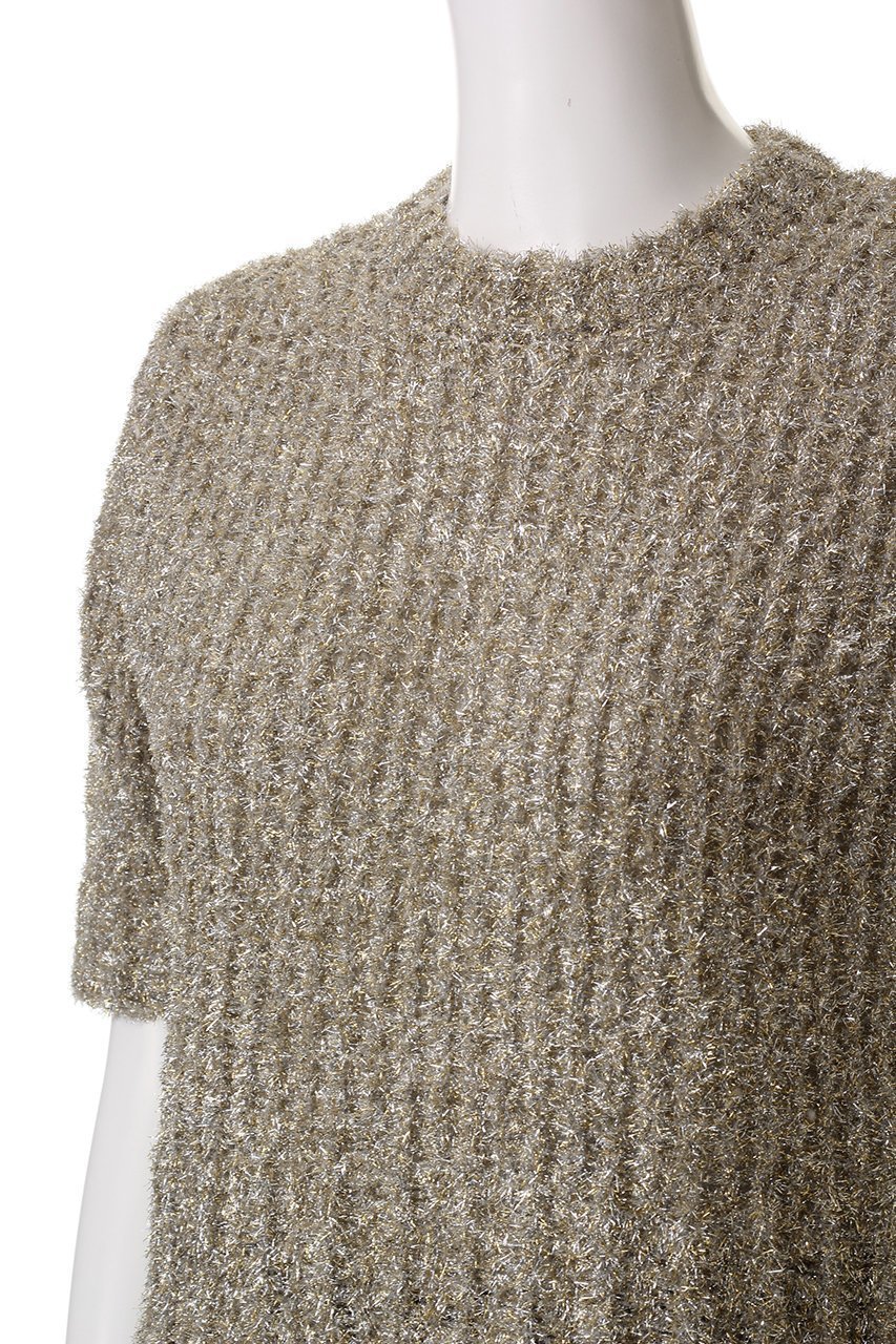 【ベイジ,/BEIGE,】のTRITOMA(トリトマ)/ラメクルーネック半袖ニット 人気、トレンドファッション・服の通販 founy(ファニー) 　ファッション　Fashion　レディースファッション　WOMEN　トップス・カットソー　Tops/Tshirt　ニット　Knit Tops　プルオーバー　Pullover　エレガント 上品　Elegant　コンパクト　Compact　ショート　Short　シンプル　Simple　デニム　Denim　半袖　Short Sleeve　other-5|ID: prp329100004446191 ipo3291000000031325472