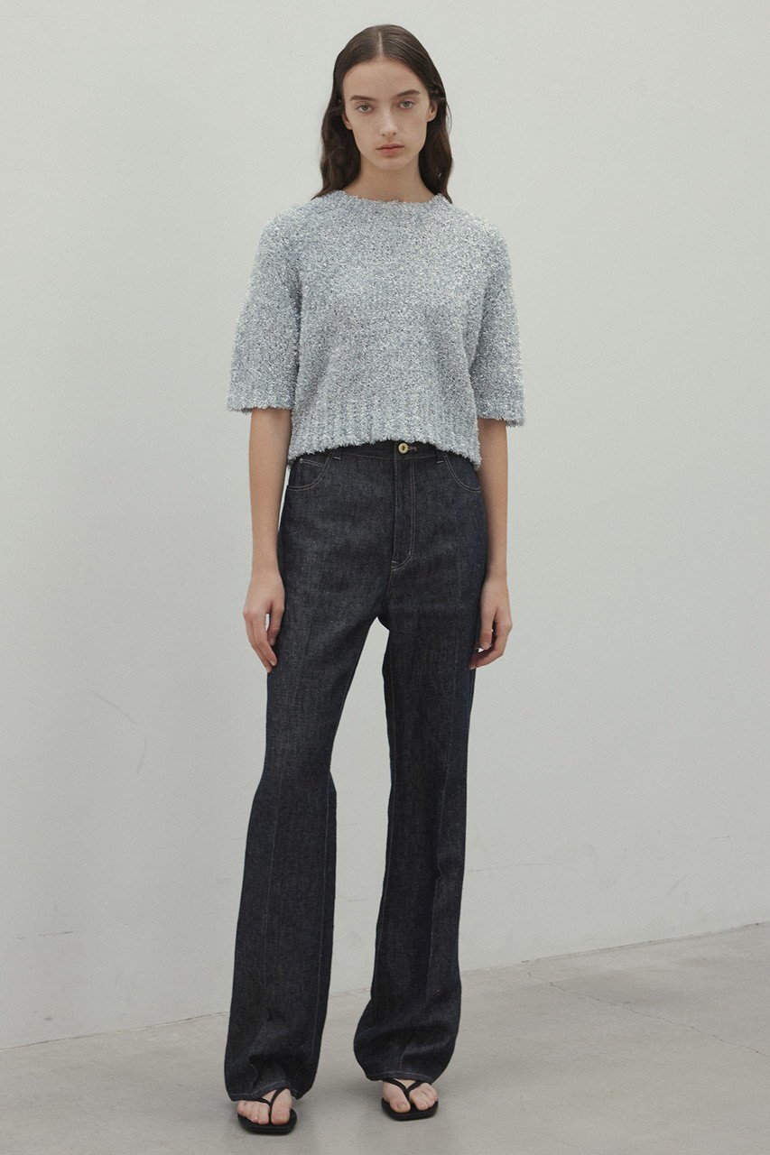 【ベイジ,/BEIGE,】のTRITOMA(トリトマ)/ラメクルーネック半袖ニット 人気、トレンドファッション・服の通販 founy(ファニー) 　ファッション　Fashion　レディースファッション　WOMEN　トップス・カットソー　Tops/Tshirt　ニット　Knit Tops　プルオーバー　Pullover　エレガント 上品　Elegant　コンパクト　Compact　ショート　Short　シンプル　Simple　デニム　Denim　半袖　Short Sleeve　other-6|ID: prp329100004446191 ipo3291000000031647571