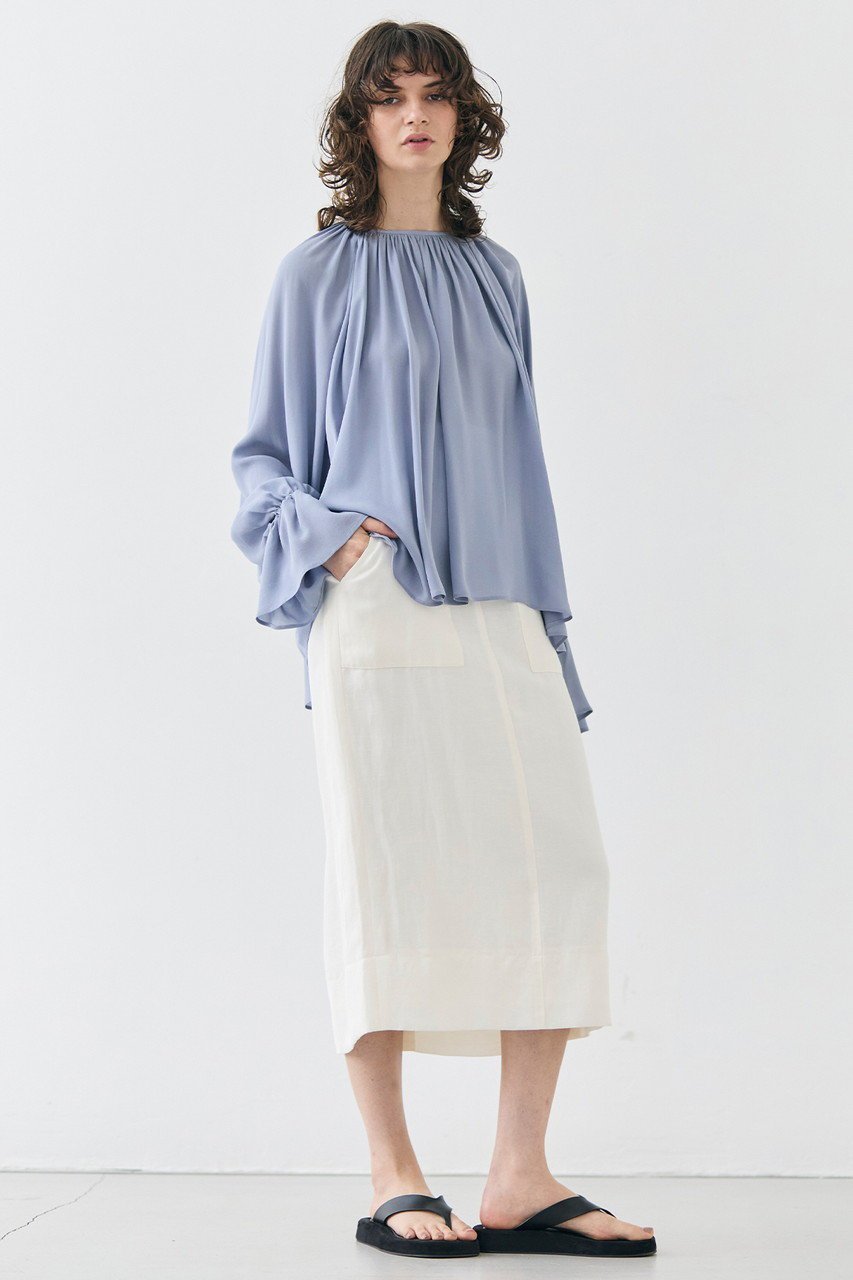 【ベイジ,/BEIGE,】のMUSCARI(ムスカリ)/ソフトシルクキャンディースリーブブラウス 人気、トレンドファッション・服の通販 founy(ファニー) 　ファッション　Fashion　レディースファッション　WOMEN　トップス・カットソー　Tops/Tshirt　シャツ/ブラウス　Shirts/Blouses　エレガント 上品　Elegant　シルク　Silk　シンプル　Simple　スリーブ　Sleeve　ドレープ　Drape　ボトム　Bottom　ロング　Long　other-6|ID: prp329100004446193 ipo3291000000031647574