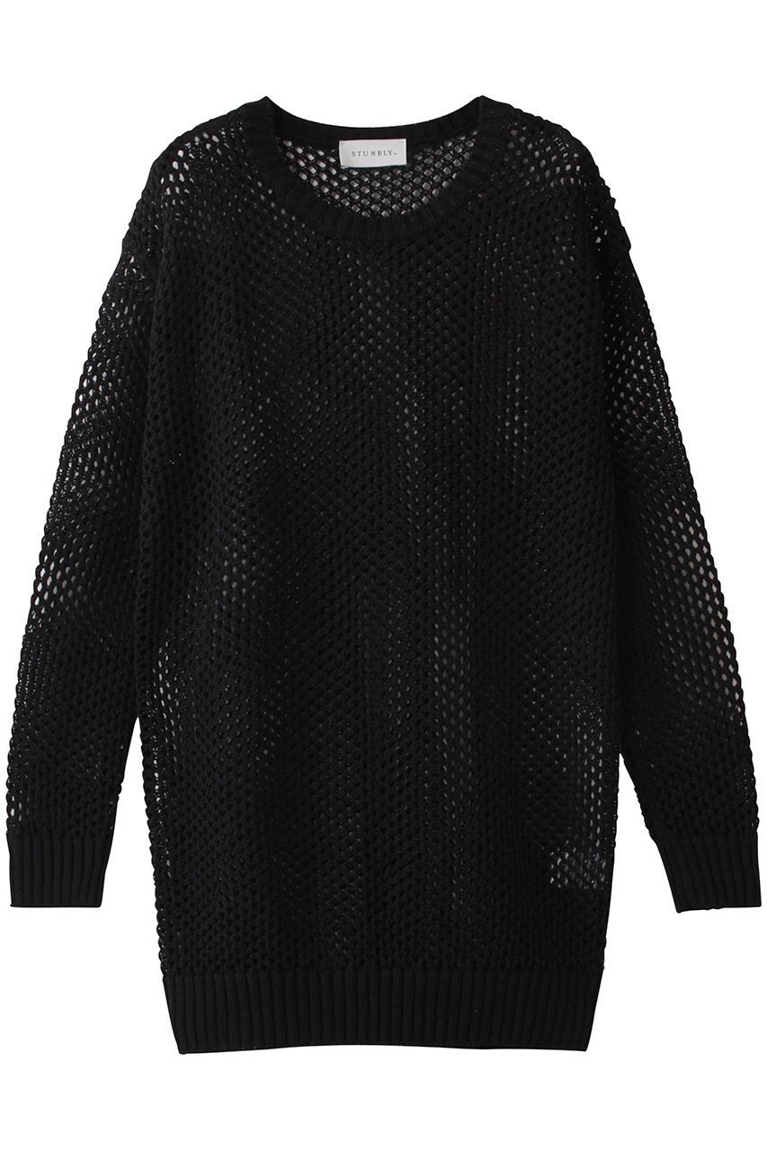 【ヒューエルミュージアム/hueLe Museum】の【STUMBLY】Gima Cotton Mesh Knit インテリア・キッズ・メンズ・レディースファッション・服の通販 founy(ファニー) 　ファッション　Fashion　レディースファッション　Fashion for Women　トップス・カットソー　Cut & Sew Tops　ニット　Knit Tops & Sweaters　カジュアルプルオーバー・ニットトップス　Pullovers & Knit Tops / Casual Pullovers　インナー　Innerwear　メッシュ　Mesh, Net Fabric　夏　Summer　ブラック|ID: prp329100004446209 ipo3291000000032948940