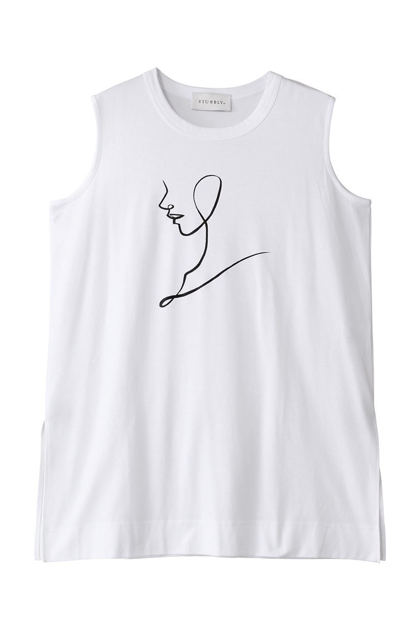 【ヒューエルミュージアム/hueLe Museum】の【STUMBLY】Eri Yoshida Collaboration Tank 人気、トレンドファッション・服の通販 founy(ファニー) 　ファッション　Fashion　レディースファッション　Fashion for Women　トップス・カットソー　Cut & Sew Tops　キャミソール&ノースリーブ　Camisoles & Sleeveless Tops　シャツ・ブラウス・オフィスカジュアル　Elegant Blouses & Button-Ups　ロングTシャツ・Tシャツ　Longline T-Shirts & Tees　カットソー・ベーシックTシャツ　Cut-and-Sewn Tops / Stretch Tees & Basics　インナー　Innerwear　キャミソール　Camisole, Spaghetti Strap Top　スリット　Slit, Slit Detail　タンク　Tank Top, Sleeveless Top　夏　Summer　春　Spring　 other-1|ID: prp329100004446212 ipo3291000000032876668