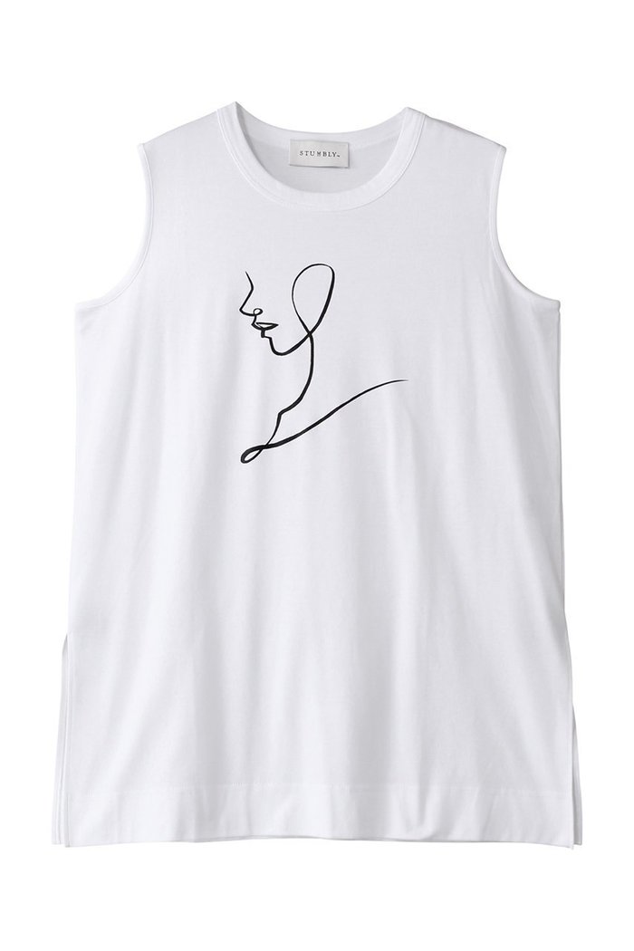 【ヒューエルミュージアム/hueLe Museum】の【STUMBLY】Eri Yoshida Collaboration Tank インテリア・キッズ・メンズ・レディースファッション・服の通販 founy(ファニー) https://founy.com/ ファッション Fashion レディースファッション Fashion for Women トップス・カットソー Cut & Sew Tops キャミソール&ノースリーブ Camisoles & Sleeveless Tops シャツ・ブラウス・オフィスカジュアル Elegant Blouses & Button-Ups ロングTシャツ・Tシャツ Longline T-Shirts & Tees カットソー・ベーシックTシャツ Cut-and-Sewn Tops / Stretch Tees & Basics インナー Innerwear キャミソール Camisole, Spaghetti Strap Top スリット Slit, Slit Detail タンク Tank Top, Sleeveless Top 夏 Summer 春 Spring |ID: prp329100004446212 ipo3291000000036008907