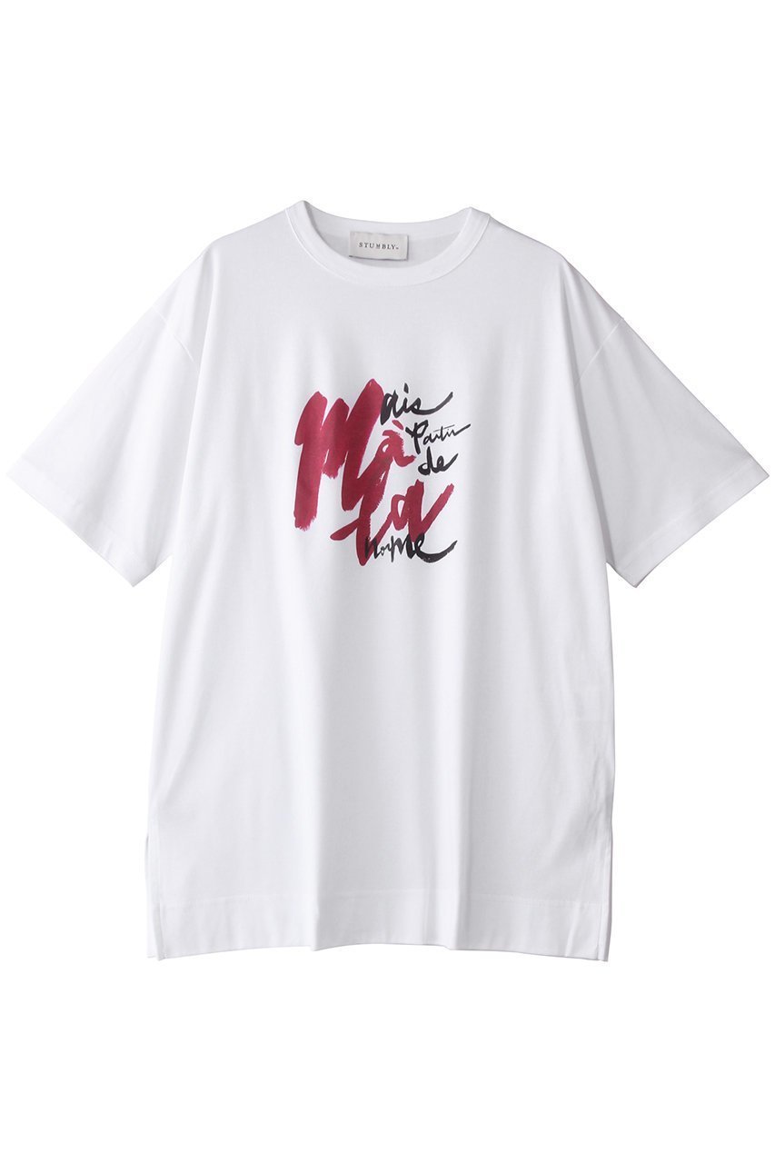 【ヒューエルミュージアム/hueLe Museum】の【STUMBLY】Eri Yoshidaコラボ Tシャツ インテリア・キッズ・メンズ・レディースファッション・服の通販 founy(ファニー) 　ファッション　Fashion　レディースファッション　WOMEN　トップス・カットソー　Tops/Tshirt　シャツ/ブラウス　Shirts/Blouses　ロング / Tシャツ　T-Shirts　カットソー　Cut and Sewn　コラボ　Collaboration　ショート　Short　スリーブ　Sleeve　デニム　Denim　フロント　Front　レッド|ID: prp329100004446213 ipo3291000000031077600