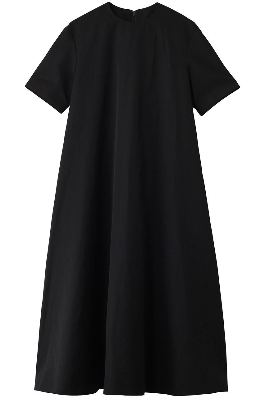 【エステータ/esteta】のウールリネン半袖フレアワンピース インテリア・キッズ・メンズ・レディースファッション・服の通販 founy(ファニー) 　ファッション　Fashion　レディースファッション　Fashion for Women　ワンピース　Dresses　チュニック　Tunic Tops & Dresses　エレガント 上品　Elegant　シンプル　Simple, Minimal　チュニック　Tunic, Long Top　フレア　Flare, Flared　リネン　Linen, Linen Fabric　ロング　Long, Long-Length　半袖　Short Sleeve, Half Sleeve　ブラック|ID: prp329100004446216 ipo3291000000032868740