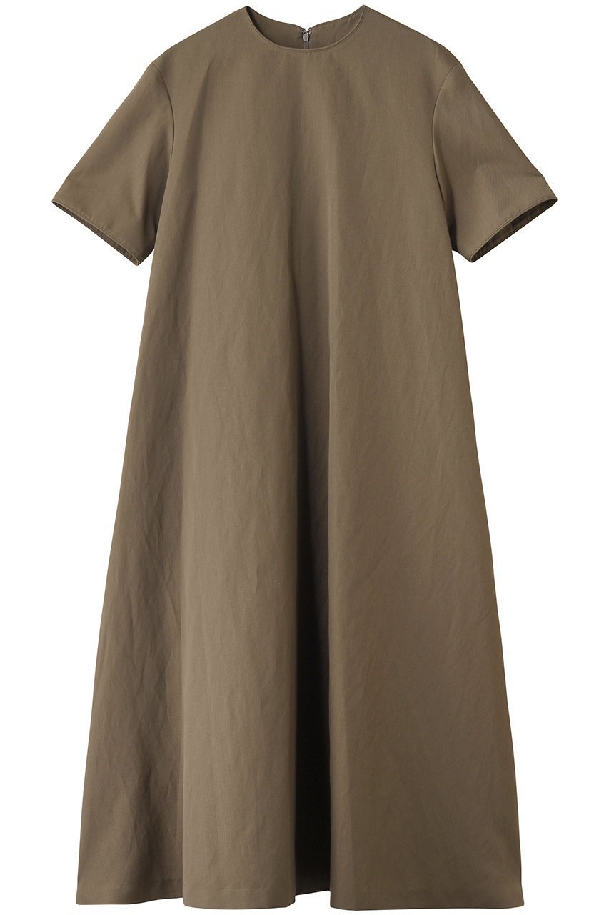 【エステータ/esteta】のウールリネン半袖フレアワンピース インテリア・キッズ・メンズ・レディースファッション・服の通販 founy(ファニー) 　ファッション　Fashion　レディースファッション　Fashion for Women　ワンピース　Dresses　チュニック　Tunic Tops & Dresses　エレガント 上品　Elegant　シンプル　Simple, Minimal　チュニック　Tunic, Long Top　フレア　Flare, Flared　リネン　Linen, Linen Fabric　ロング　Long, Long-Length　半袖　Short Sleeve, Half Sleeve　カーキ|ID: prp329100004446216 ipo3291000000032868747