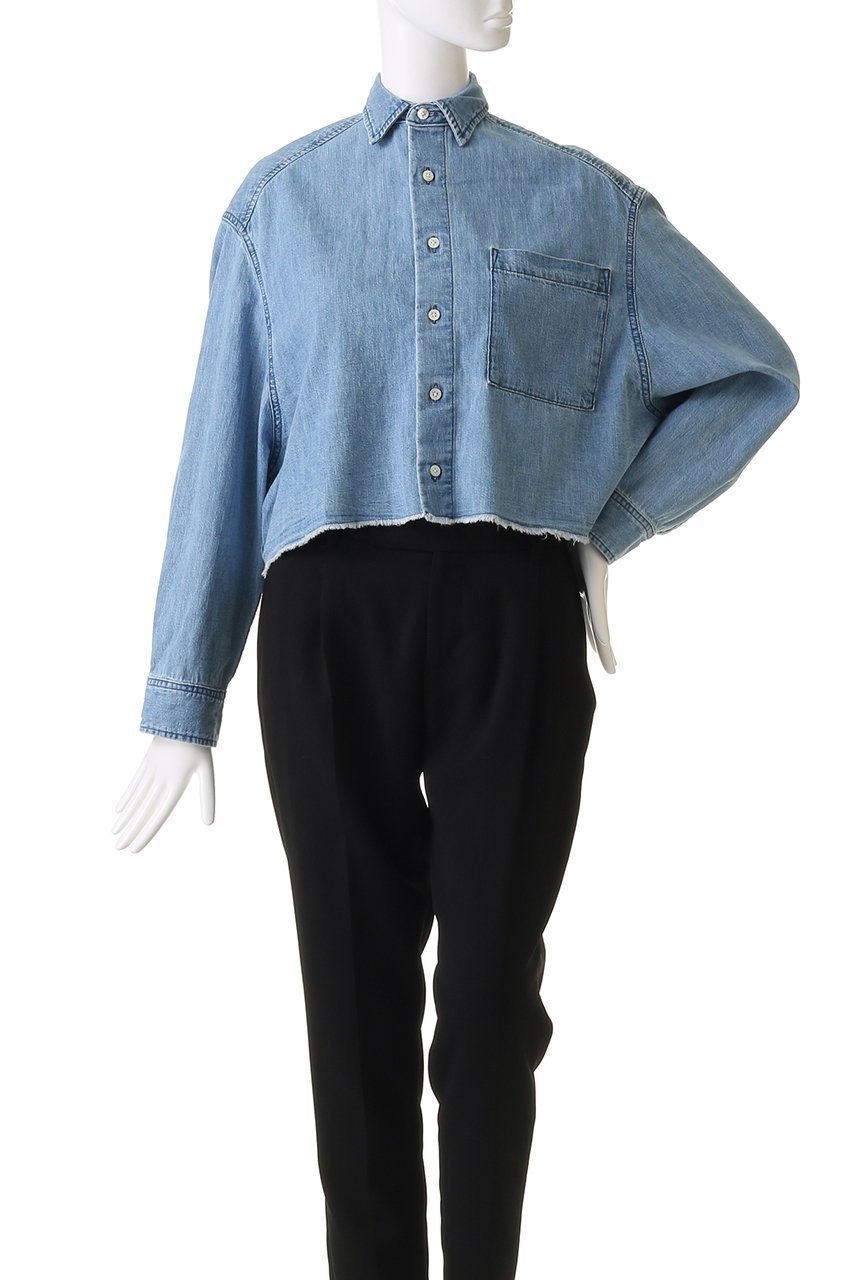 【アッパー ハイツ/upper hights】のTHE CROPPED DENIM SH 人気、トレンドファッション・服の通販 founy(ファニー) 　ファッション　Fashion　レディースファッション　WOMEN　トップス・カットソー　Tops/Tshirt　シャツ/ブラウス　Shirts/Blouses　クロップド　Cropped　スリーブ　Sleeve　デニム　Denim　フリンジ　Fringe　ボックス　Box　ヨーク　Yoke　ロング　Long　ワイド　Wide　人気　Popularity　夏　Summer　NEW・新作・新着・新入荷　New Arrivals　other-2|ID: prp329100004447278 ipo3291000000031254278