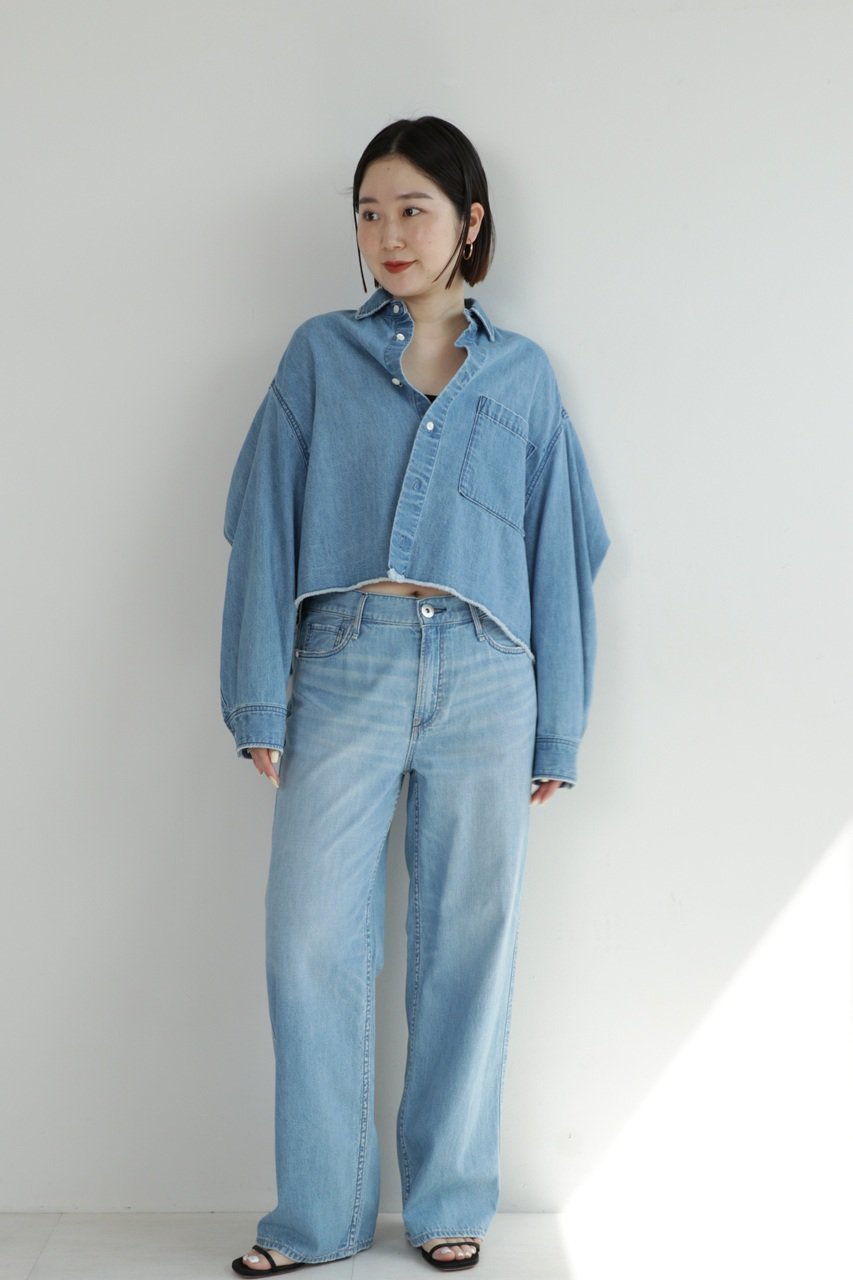 【アッパー ハイツ/upper hights】のTHE CROPPED DENIM SH 人気、トレンドファッション・服の通販 founy(ファニー) 　ファッション　Fashion　レディースファッション　WOMEN　トップス・カットソー　Tops/Tshirt　シャツ/ブラウス　Shirts/Blouses　クロップド　Cropped　スリーブ　Sleeve　デニム　Denim　フリンジ　Fringe　ボックス　Box　ヨーク　Yoke　ロング　Long　ワイド　Wide　人気　Popularity　夏　Summer　NEW・新作・新着・新入荷　New Arrivals　other-7|ID: prp329100004447278 ipo3291000000031941091