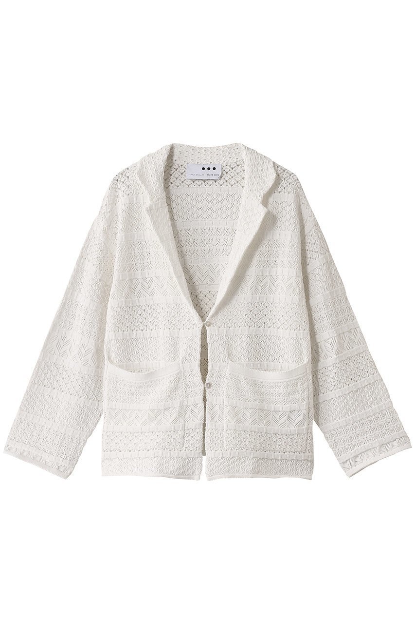 【スリー ドッツ/three dots】のストライプ レースジャケット インテリア・キッズ・メンズ・レディースファッション・服の通販 founy(ファニー) 　ファッション　Fashion　レディースファッション　Fashion for Women　アウター　Coat / Outerwear Collection　レディースジャケット・軽アウター　Jackets　エレガント 上品　Elegant　ジャケット　Jacket, Outerwear　ストライプ　Stripe, Striped Pattern　デニム　Denim, Jeans Material　レース　Lace, Lace Fabric　オフホワイト|ID: prp329100004447303 ipo3291000000032954567