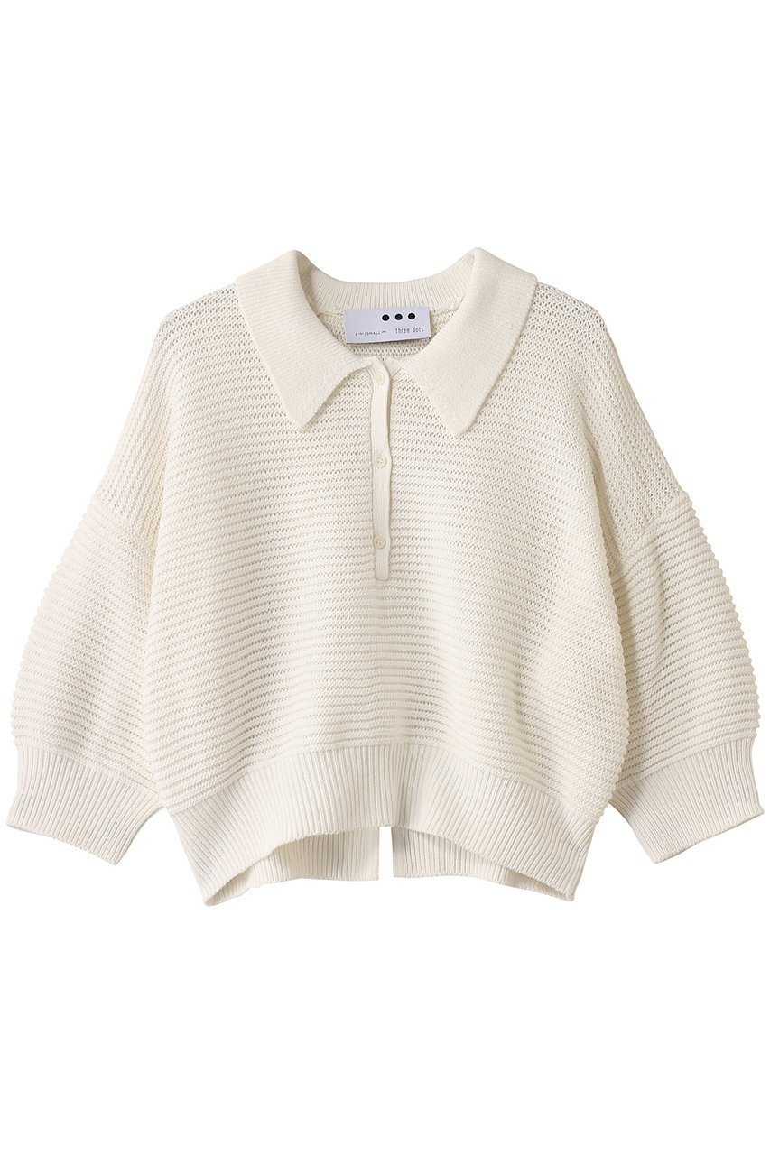 【スリー ドッツ/three dots】のメッシュ ハイツイストコットン ポロ インテリア・キッズ・メンズ・レディースファッション・服の通販 founy(ファニー) 　ファッション　Fashion　レディースファッション　Fashion for Women　トップス・カットソー　Cut & Sew Tops　ニット　Knit Tops & Sweaters　カジュアルプルオーバー・ニットトップス　Pullovers & Knit Tops / Casual Pullovers　エレガント 上品　Elegant　シンプル　Simple, Minimal　バランス　Balance, Style Balance　ポロシャツ　Polo Shirt, Collared Tee　メッシュ　Mesh, Net Fabric　モダン　Modern, Contemporary　夏　Summer　春　Spring　S/S・春夏　SS, Spring/Summer, Warm Season　ホワイト|ID: prp329100004447307 ipo3291000000032791423