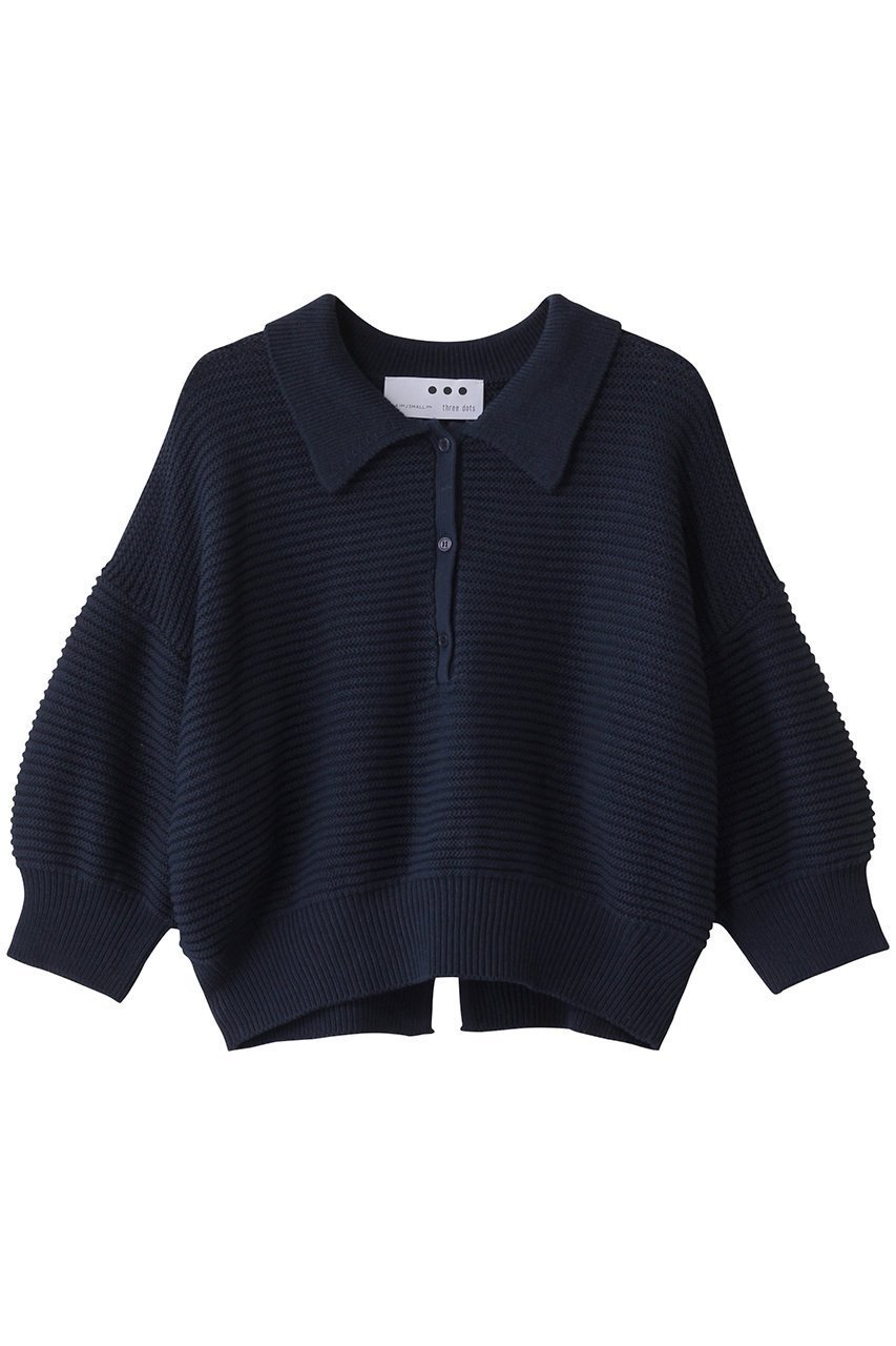【スリー ドッツ/three dots】のメッシュ ハイツイストコットン ポロ インテリア・キッズ・メンズ・レディースファッション・服の通販 founy(ファニー) 　ファッション　Fashion　レディースファッション　Fashion for Women　トップス・カットソー　Cut & Sew Tops　ニット　Knit Tops & Sweaters　カジュアルプルオーバー・ニットトップス　Pullovers & Knit Tops / Casual Pullovers　エレガント 上品　Elegant　シンプル　Simple, Minimal　バランス　Balance, Style Balance　ポロシャツ　Polo Shirt, Collared Tee　メッシュ　Mesh, Net Fabric　モダン　Modern, Contemporary　夏　Summer　春　Spring　S/S・春夏　SS, Spring/Summer, Warm Season　ネイビー|ID: prp329100004447307 ipo3291000000032791424