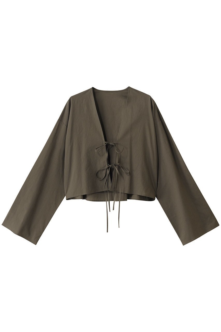 【ハー/HER.】のリボンブラウス インテリア・キッズ・メンズ・レディースファッション・服の通販 founy(ファニー) 　ファッション　Fashion　レディースファッション　Fashion for Women　トップス・カットソー　Cut & Sew Tops　シャツ・ブラウス・オフィスカジュアル　Elegant Blouses & Button-Ups　シンプル　Simple, Minimal　スリーブ　Sleeve, Long Sleeve / Short Sleeve　トレンド　Trend, Trending Now　リボン　Ribbon, Bow　ロング　Long, Long-Length　カーキ|ID: prp329100004449455 ipo3291000000032845787