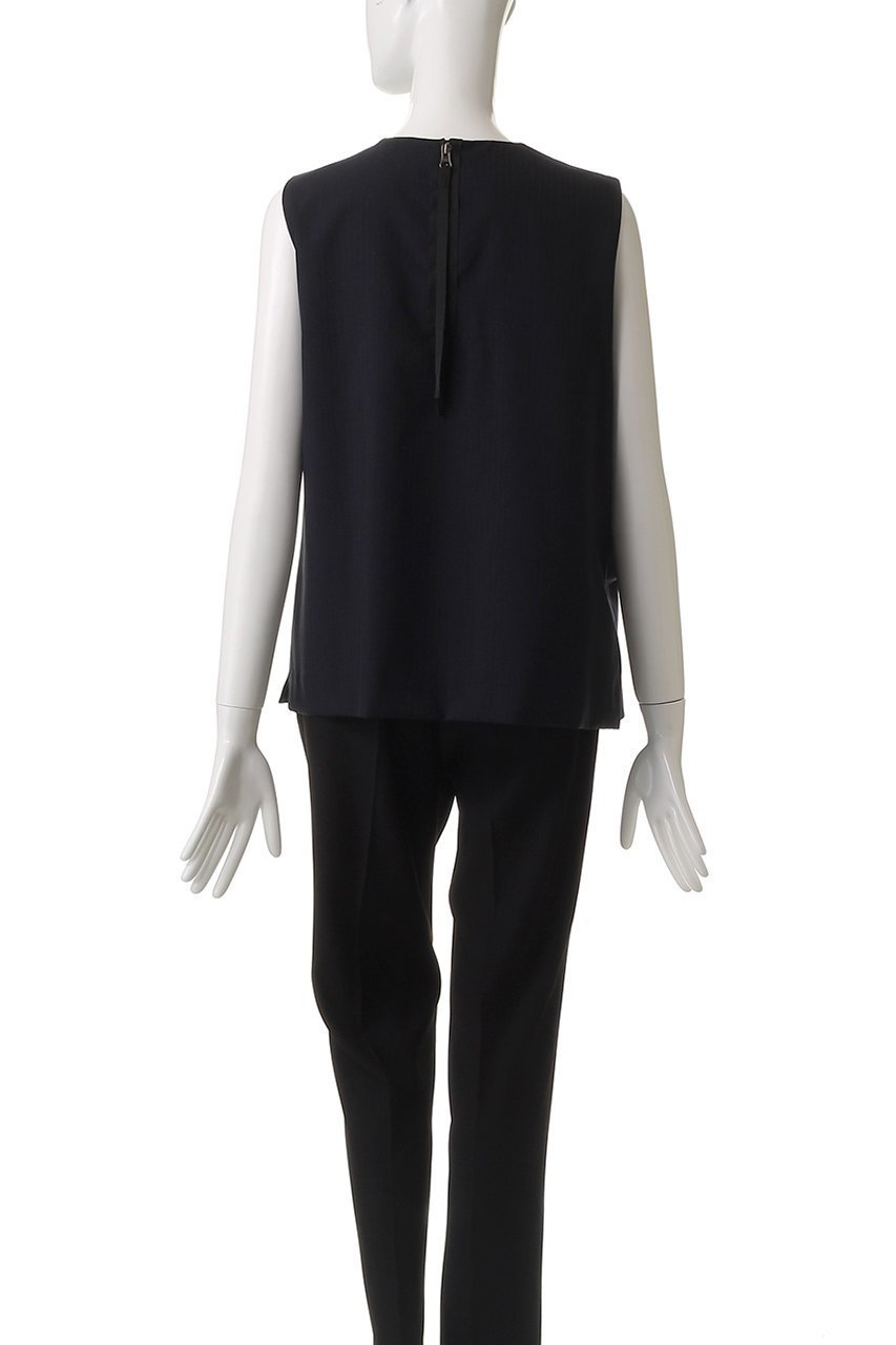 【ランバン オン ブルー/LANVIN en Bleu】のサマーウールノットリボンブラウス 人気、トレンドファッション・服の通販 founy(ファニー) 　ファッション　Fashion　レディースファッション　Fashion for Women　トップス・カットソー　Cut & Sew Tops　キャミソール&ノースリーブ　Camisoles & Sleeveless Tops　シャツ・ブラウス・オフィスカジュアル　Elegant Blouses & Button-Ups　サマー　Summer, Summer Style　ダブル　Double, Double-Breasted　ドレープ　Drape, Draping Fabric　ノースリーブ　Sleeveless, No-Sleeve　パターン　Pattern, Design Print　マニッシュ　Mannish, Boyish　リボン　Ribbon, Bow　other-4|ID: prp329100004449458 ipo3291000000032848299