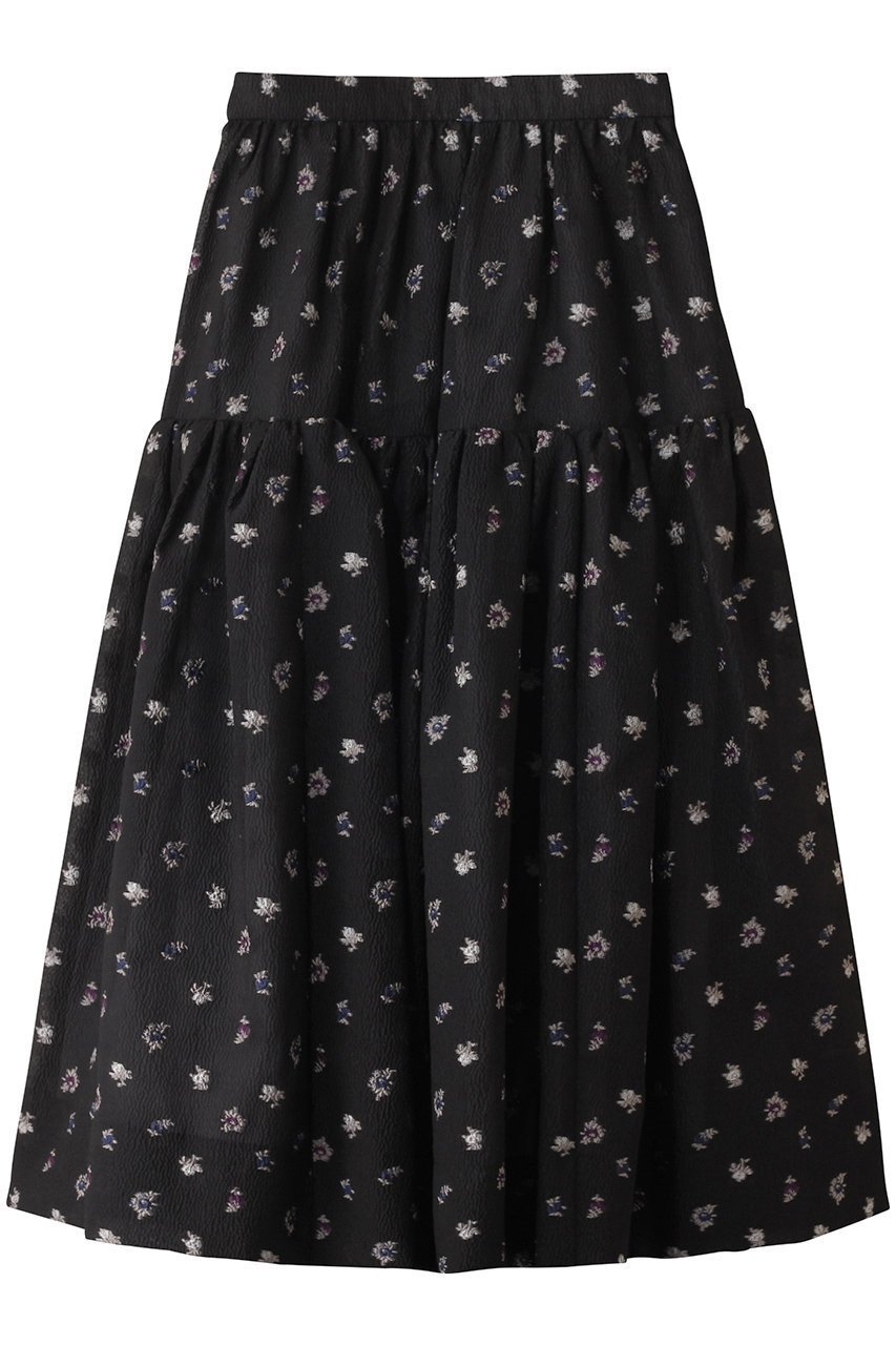 【ランバン オン ブルー/LANVIN en Bleu】のfleurettezジャガードスカート インテリア・キッズ・メンズ・レディースファッション・服の通販 founy(ファニー) 　ファッション　Fashion　レディースファッション　Fashion for Women　スカート　Skirts　ロングスカート　Long Skirts / Maxi & Midi Skirts　ギャザー　Gathered, Ruffled　シアー　Sheer, See-Through　シンプル　Simple, Minimal　ファブリック　Fabric, Textile　モダン　Modern, Contemporary　ロング　Long, Long-Length　ブラック|ID: prp329100004449459 ipo3291000000032824297