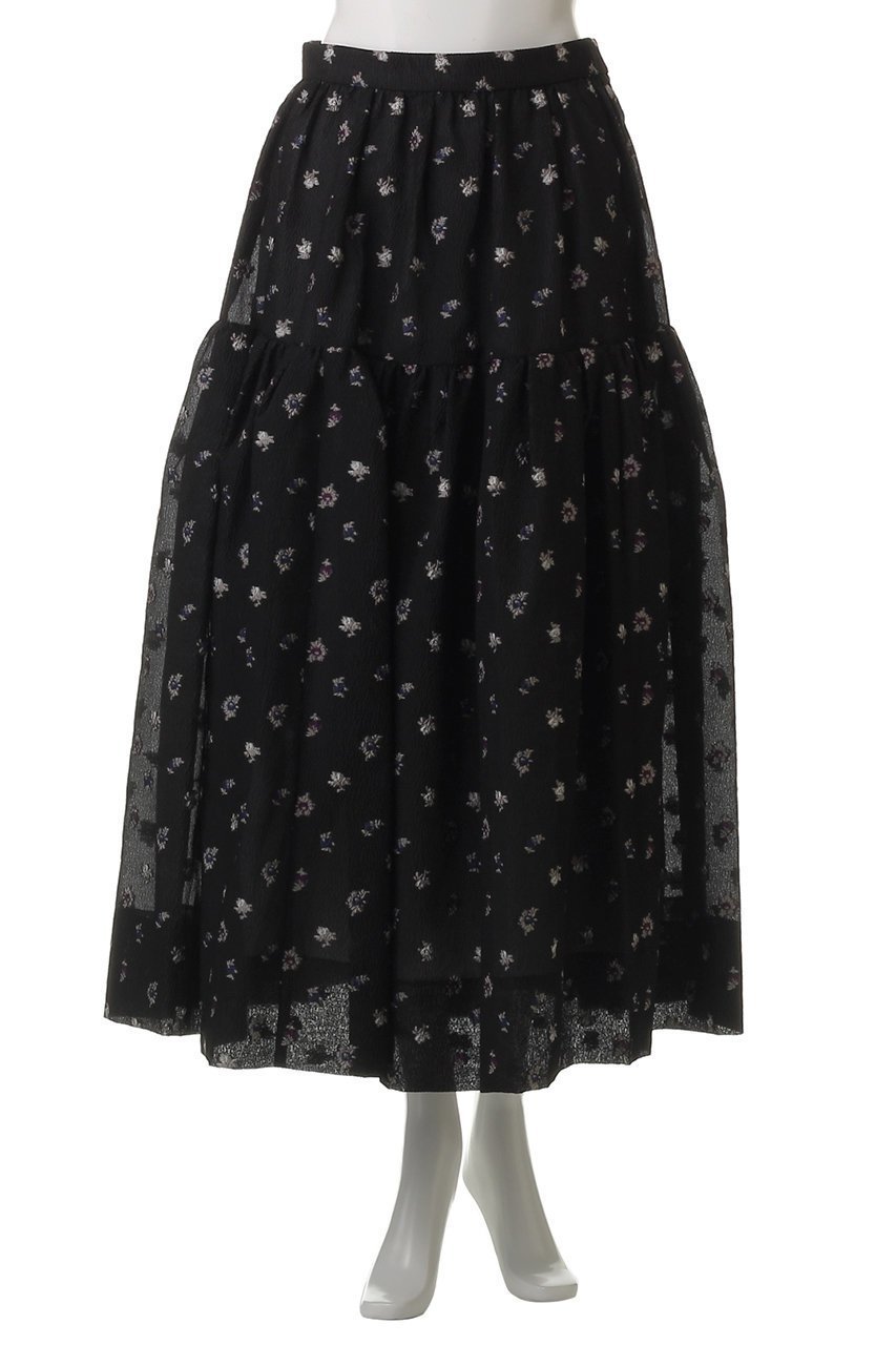 【ランバン オン ブルー/LANVIN en Bleu】のfleurettezジャガードスカート 人気、トレンドファッション・服の通販 founy(ファニー) 　ファッション　Fashion　レディースファッション　Fashion for Women　スカート　Skirts　ロングスカート　Long Skirts / Maxi & Midi Skirts　ギャザー　Gathered, Ruffled　シアー　Sheer, See-Through　シンプル　Simple, Minimal　ファブリック　Fabric, Textile　モダン　Modern, Contemporary　ロング　Long, Long-Length　other-2|ID: prp329100004449459 ipo3291000000032824298