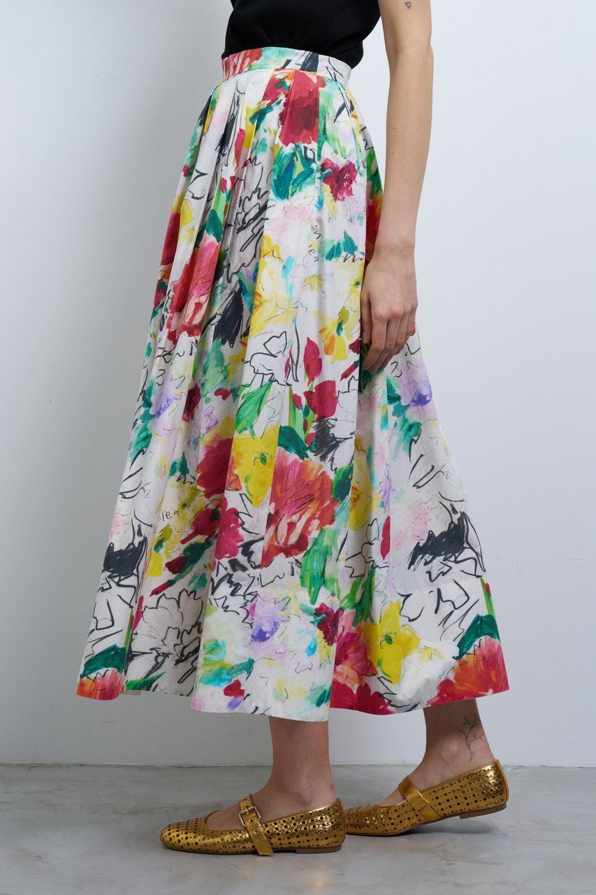 【ランバン オン ブルー/LANVIN en Bleu】のfleur de fleur タックスカート 人気、トレンドファッション・服の通販 founy(ファニー) 　ファッション　Fashion　レディースファッション　WOMEN　スカート　Skirt　ロングスカート　Long Skirt　タイプライター　Typewriter　ファブリック　Fabric　フラワー　Flower　プリント　Print　ロング　Long　再入荷　Restock/Back In Stock/Re Arrival　other-2|ID: prp329100004449463 ipo3291000000031253996
