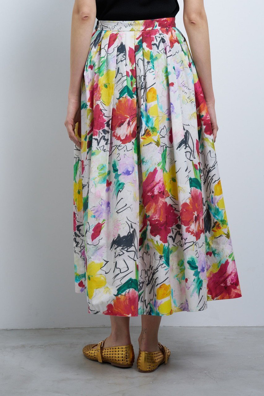【ランバン オン ブルー/LANVIN en Bleu】のfleur de fleur タックスカート 人気、トレンドファッション・服の通販 founy(ファニー) 　ファッション　Fashion　レディースファッション　WOMEN　スカート　Skirt　ロングスカート　Long Skirt　タイプライター　Typewriter　ファブリック　Fabric　フラワー　Flower　プリント　Print　ロング　Long　再入荷　Restock/Back In Stock/Re Arrival　other-3|ID: prp329100004449463 ipo3291000000031253998