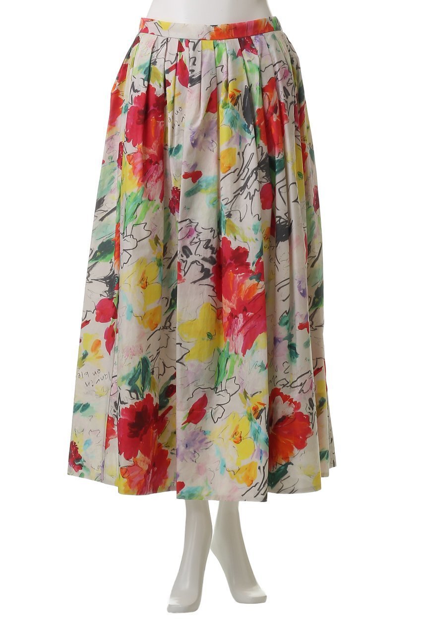 【ランバン オン ブルー/LANVIN en Bleu】のfleur de fleur タックスカート 人気、トレンドファッション・服の通販 founy(ファニー) 　ファッション　Fashion　レディースファッション　WOMEN　スカート　Skirt　ロングスカート　Long Skirt　タイプライター　Typewriter　ファブリック　Fabric　フラワー　Flower　プリント　Print　ロング　Long　再入荷　Restock/Back In Stock/Re Arrival　other-6|ID: prp329100004449463 ipo3291000000031604102