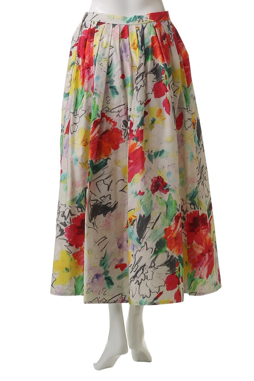 【ランバン オン ブルー/LANVIN en Bleu】のfleur de fleur タックスカート 人気、トレンドファッション・服の通販 founy(ファニー) 　ファッション　Fashion　レディースファッション　WOMEN　スカート　Skirt　ロングスカート　Long Skirt　タイプライター　Typewriter　ファブリック　Fabric　フラワー　Flower　プリント　Print　ロング　Long　再入荷　Restock/Back In Stock/Re Arrival　other-8|ID: prp329100004449463 ipo3291000000031604104