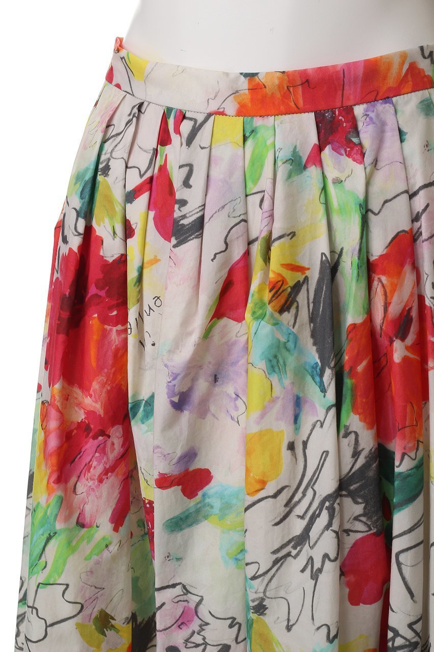 【ランバン オン ブルー/LANVIN en Bleu】のfleur de fleur タックスカート 人気、トレンドファッション・服の通販 founy(ファニー) 　ファッション　Fashion　レディースファッション　Fashion for Women　スカート　Skirts　ロングスカート　Long Skirts / Maxi & Midi Skirts　タイプライター　Typewriter Fabric, Crisp Cotton　ファブリック　Fabric, Textile　フラワー　Flower, Floral　プリント　Print, Printed Pattern　ロング　Long, Long-Length　other-5|ID: prp329100004449463 ipo3291000000032809388
