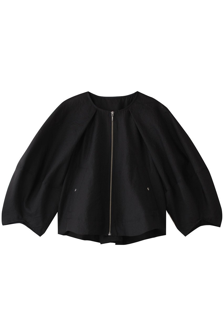 【ランバン オン ブルー/LANVIN en Bleu】のシアージップアップブルゾン インテリア・キッズ・メンズ・レディースファッション・服の通販 founy(ファニー) 　ファッション　Fashion　レディースファッション　Fashion for Women　アウター　Coat / Outerwear Collection　レディースジャケット・軽アウター　Jackets　ブルゾンジャケット・スポーティアウター　Blouson Jackets　オーガンジー　Organza Fabric　シルク　Silk, 100% Silk　ジャケット　Jacket, Outerwear　パターン　Pattern, Design Print　ファブリック　Fabric, Textile　ブルゾン　Blouson, Bomber Jacket　夏　Summer　ブラック|ID: prp329100004449466 ipo3291000000032956066