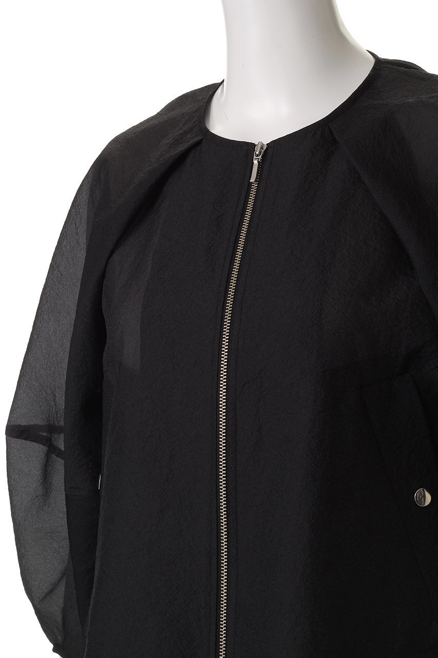 【ランバン オン ブルー/LANVIN en Bleu】のシアージップアップブルゾン 人気、トレンドファッション・服の通販 founy(ファニー) 　ファッション　Fashion　レディースファッション　Fashion for Women　アウター　Coat / Outerwear Collection　レディースジャケット・軽アウター　Jackets　ブルゾンジャケット・スポーティアウター　Blouson Jackets　オーガンジー　Organza Fabric　シルク　Silk, 100% Silk　ジャケット　Jacket, Outerwear　パターン　Pattern, Design Print　ファブリック　Fabric, Textile　ブルゾン　Blouson, Bomber Jacket　夏　Summer　other-5|ID: prp329100004449466 ipo3291000000032956080
