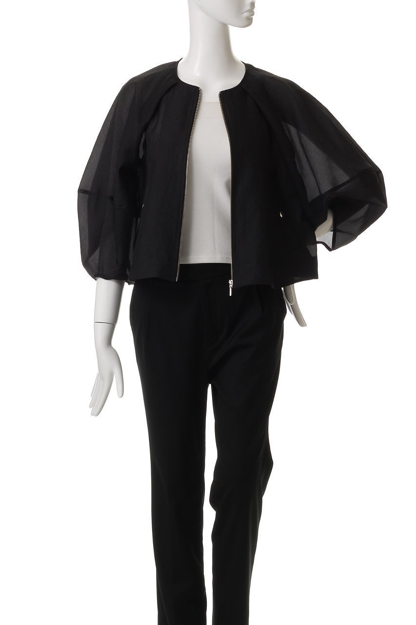 【ランバン オン ブルー/LANVIN en Bleu】のシアージップアップブルゾン 人気、トレンドファッション・服の通販 founy(ファニー) 　ファッション　Fashion　レディースファッション　Fashion for Women　アウター　Coat / Outerwear Collection　レディースジャケット・軽アウター　Jackets　ブルゾンジャケット・スポーティアウター　Blouson Jackets　オーガンジー　Organza Fabric　シルク　Silk, 100% Silk　ジャケット　Jacket, Outerwear　パターン　Pattern, Design Print　ファブリック　Fabric, Textile　ブルゾン　Blouson, Bomber Jacket　夏　Summer　other-7|ID: prp329100004449466 ipo3291000000032956087