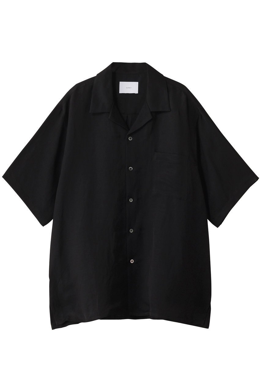 【シュタイン/ssstein / MEN】の【MEN】VIS/LI TWILL OVERSIZED OPEN COLLAR SS SH インテリア・キッズ・メンズ・レディースファッション・服の通販 founy(ファニー) 　ファッション　Fashion　メンズファッション　MEN　ショート　Short　スリーブ　Sleeve　ツイル　Twill　リネン　Linen　半袖　Short Sleeve　ブラック|ID: prp329100004450724 ipo3291000000031128896