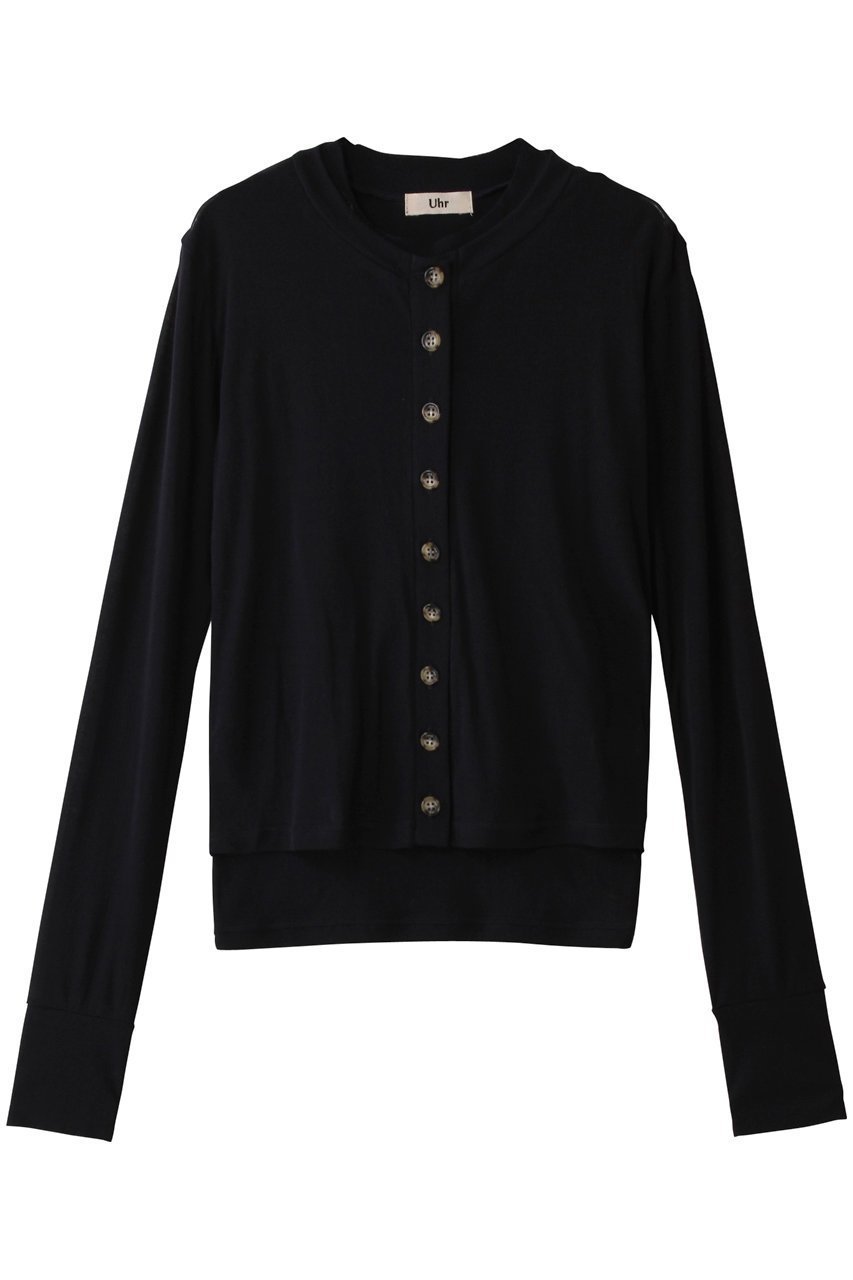 【ウーア/Uhr】のレイヤードトップス インテリア・キッズ・メンズ・レディースファッション・服の通販 founy(ファニー) 　ファッション　Fashion　レディースファッション　Fashion for Women　トップス・カットソー　Cut & Sew Tops　カーディガン・羽織り　Layered Style Cardigans　シャツ・ブラウス・オフィスカジュアル　Elegant Blouses & Button-Ups　ロングTシャツ・Tシャツ　Longline T-Shirts & Tees　カットソー・ベーシックTシャツ　Cut-and-Sewn Tops / Stretch Tees & Basics　カーディガン　Cardigan, Knitwear　スリーブ　Sleeve, Long Sleeve / Short Sleeve　タンク　Tank Top, Sleeveless Top　ロング　Long, Long-Length　ネイビー|ID: prp329100004450728 ipo3291000000032811606