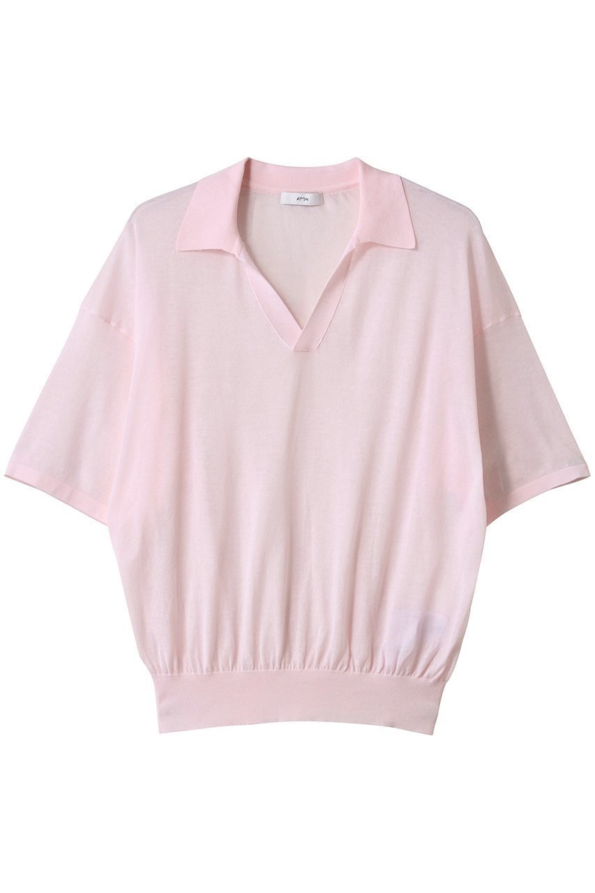 【エイトン/ATON】のCOMPACT コットンスキッパー ポロセーター 人気、トレンドファッション・服の通販 founy(ファニー) 　ファッション　Fashion　レディースファッション　Fashion for Women　トップス・カットソー　Cut & Sew Tops　ニット　Knit Tops & Sweaters　カジュアルプルオーバー・ニットトップス　Pullovers & Knit Tops / Casual Pullovers　シルク　Silk, 100% Silk　スキッパー　Skipper, Open Collar　セーター　Sweater, Knitwear　トレンド　Trend, Trending Now　ボトム　Bottoms, Lower Wear　ラグジュアリー　Luxury, Elegant　リネン　Linen, Linen Fabric　リラックス　Relax, Relaxed Fit　ワイド　Wide, Wide Fit　 other-1|ID: prp329100004450737 ipo3291000000032937447