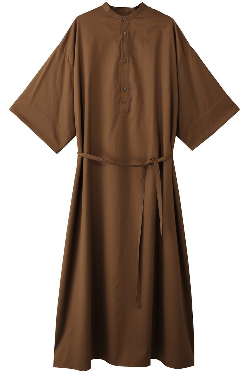 【グラフペーパー/Graphpaper】のSilicon Poplin 3/4 Sleeve Smock Dress/ドレス インテリア・キッズ・メンズ・レディースファッション・服の通販 founy(ファニー) 　ファッション　Fashion　レディースファッション　Fashion for Women　ワンピース　Dresses　フォーマル・パーティードレス・結婚式用ドレス　Elegant & Casual Dresses　チュニック　Tunic Tops & Dresses　おすすめ　Recommended / Our Picks　サンダル　Sandals, Summer Shoes　チュニック　Tunic, Long Top　ドレス　Dress, One-Piece　フラット　Flat, Flat Shoes　マキシ　Maxi, Full Length　ロング　Long, Long-Length　ワイド　Wide, Wide Fit　エレガント 上品　Elegant　ブラウン|ID: prp329100004450742 ipo3291000000032869234
