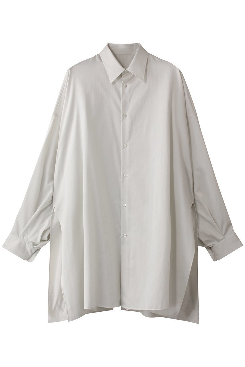 【グラフペーパー/Graphpaper】のSilicon Poplin Deep Slit Regular Collar Shirt/シャツ インテリア・キッズ・メンズ・レディースファッション・服の通販 founy(ファニー) 　ファッション　Fashion　レディースファッション　Fashion for Women　トップス・カットソー　Cut & Sew Tops　シャツ・ブラウス・オフィスカジュアル　Elegant Blouses & Button-Ups　なめらか　Smooth, Silky Texture　スリーブ　Sleeve, Long Sleeve / Short Sleeve　ドレープ　Drape, Draping Fabric　ロング　Long, Long-Length　エレガント 上品　Elegant　エクリュ|ID: prp329100004450743 ipo3291000000032848491