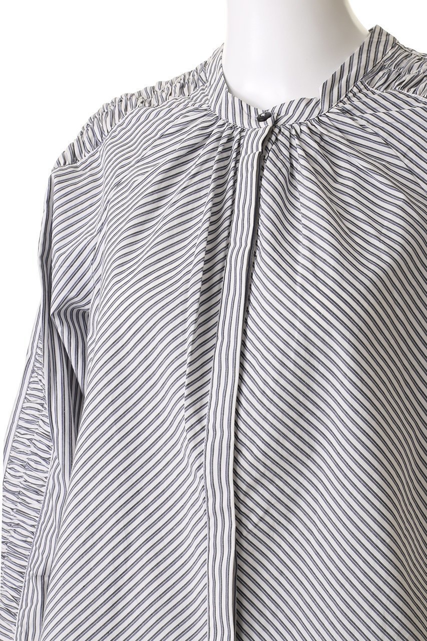 【マーレット/MERLETTE】のTIANA RUCHE STRIPE ラグランスリーブシャツ 人気、トレンドファッション・服の通販 founy(ファニー) 　ファッション　Fashion　レディースファッション　WOMEN　トップス・カットソー　Tops/Tshirt　シャツ/ブラウス　Shirts/Blouses　シャーリング　Shirring　ストライプ　Stripe　スリーブ　Sleeve　バランス　Balance　ボトム　Bottom　ロング　Long　other-5|ID: prp329100004450749 ipo3291000000031325153