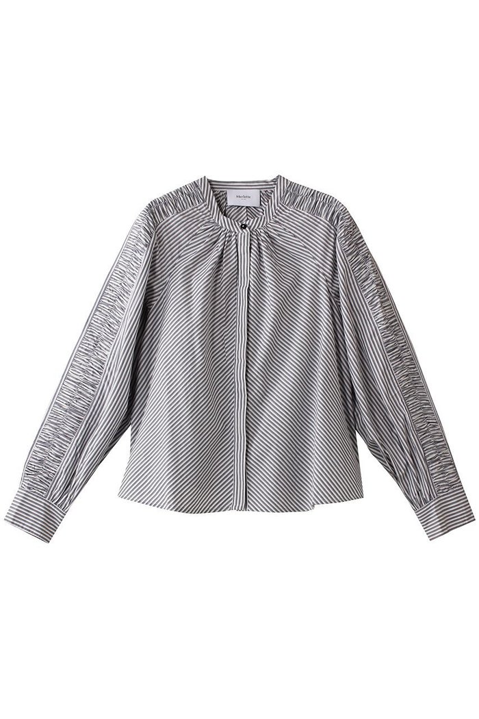 【マーレット/MERLETTE】のTIANA RUCHE STRIPE ラグランスリーブシャツ インテリア・キッズ・メンズ・レディースファッション・服の通販 founy(ファニー) https://founy.com/ ファッション Fashion レディースファッション Fashion for Women トップス・カットソー Cut & Sew Tops シャツ・ブラウス・オフィスカジュアル Elegant Blouses & Button-Ups シャーリング Shirring, Ruched ストライプ Stripe, Striped Pattern スリーブ Sleeve, Long Sleeve / Short Sleeve バランス Balance, Style Balance ボトム Bottoms, Lower Wear ロング Long, Long-Length 再入荷 Restock / Back in Stock |ID: prp329100004450749 ipo3291000000032731631