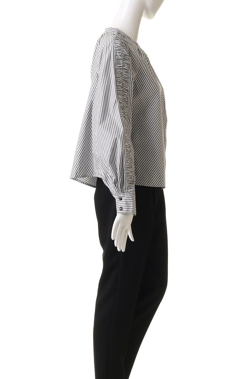 【マーレット/MERLETTE】のTIANA RUCHE STRIPE ラグランスリーブシャツ 人気、トレンドファッション・服の通販 founy(ファニー) 　ファッション　Fashion　レディースファッション　Fashion for Women　トップス・カットソー　Cut & Sew Tops　シャツ・ブラウス・オフィスカジュアル　Elegant Blouses & Button-Ups　シャーリング　Shirring, Ruched　ストライプ　Stripe, Striped Pattern　スリーブ　Sleeve, Long Sleeve / Short Sleeve　バランス　Balance, Style Balance　ボトム　Bottoms, Lower Wear　ロング　Long, Long-Length　再入荷　Restock / Back in Stock　other-3|ID: prp329100004450749 ipo3291000000032731634