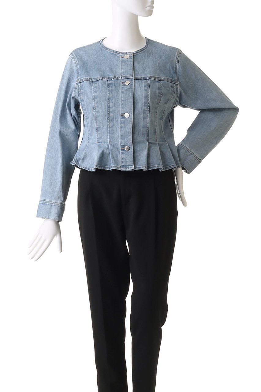 【アナイ/ANAYI】のストレッチデニムノーカラージャケット 人気、トレンドファッション・服の通販 founy(ファニー) 　ファッション　Fashion　レディースファッション　WOMEN　アウター　Coat Outerwear　ジャケット　Jackets　ノーカラージャケット　No Collar Leather Jackets　インナー　Inner　ジャケット　Jacket　ストレッチ　Stretch　デニム　Denim　フロント　Front　ペプラム　Peplum　other-2|ID: prp329100004450757 ipo3291000000031253754