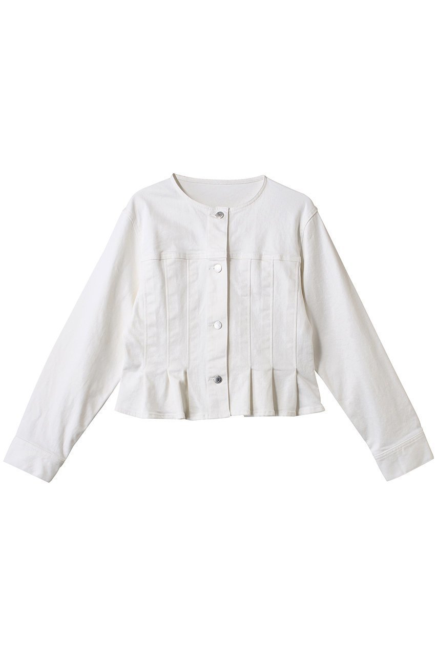 【アナイ/ANAYI】のストレッチデニムノーカラージャケット インテリア・キッズ・メンズ・レディースファッション・服の通販 founy(ファニー) 　ファッション　Fashion　レディースファッション　Fashion for Women　アウター　Coat / Outerwear Collection　レディースジャケット・軽アウター　Jackets　ノーカラージャケット / シンプル上品コーデ　Collarless Jackets　インナー　Innerwear　ジャケット　Jacket, Outerwear　ストレッチ　Stretch, Stretchy Fabric　デニム　Denim, Jeans Material　フロント　Front, Front Design　ペプラム　Peplum, Flared Hem　ホワイト|ID: prp329100004450757 ipo3291000000032957236