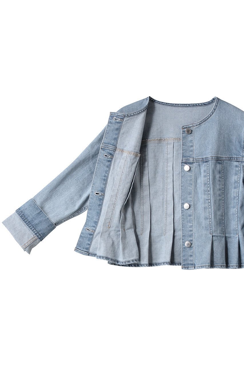 【アナイ/ANAYI】のストレッチデニムノーカラージャケット 人気、トレンドファッション・服の通販 founy(ファニー) 　ファッション　Fashion　レディースファッション　Fashion for Women　アウター　Coat / Outerwear Collection　レディースジャケット・軽アウター　Jackets　ノーカラージャケット / シンプル上品コーデ　Collarless Jackets　インナー　Innerwear　ジャケット　Jacket, Outerwear　ストレッチ　Stretch, Stretchy Fabric　デニム　Denim, Jeans Material　フロント　Front, Front Design　ペプラム　Peplum, Flared Hem　other-6|ID: prp329100004450757 ipo3291000000032957261