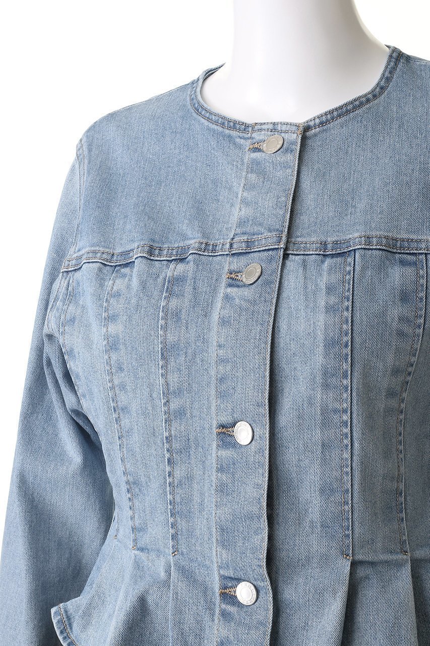 【アナイ/ANAYI】のストレッチデニムノーカラージャケット 人気、トレンドファッション・服の通販 founy(ファニー) 　ファッション　Fashion　レディースファッション　Fashion for Women　アウター　Coat / Outerwear Collection　レディースジャケット・軽アウター　Jackets　ノーカラージャケット / シンプル上品コーデ　Collarless Jackets　インナー　Innerwear　ジャケット　Jacket, Outerwear　ストレッチ　Stretch, Stretchy Fabric　デニム　Denim, Jeans Material　フロント　Front, Front Design　ペプラム　Peplum, Flared Hem　other-5|ID: prp329100004450757 ipo3291000000035825437