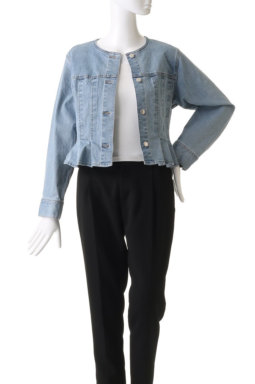 【アナイ/ANAYI】のストレッチデニムノーカラージャケット 人気、トレンドファッション・服の通販 founy(ファニー) 　ファッション　Fashion　レディースファッション　Fashion for Women　アウター　Coat / Outerwear Collection　レディースジャケット・軽アウター　Jackets　ノーカラージャケット / シンプル上品コーデ　Collarless Jackets　インナー　Innerwear　ジャケット　Jacket, Outerwear　ストレッチ　Stretch, Stretchy Fabric　デニム　Denim, Jeans Material　フロント　Front, Front Design　ペプラム　Peplum, Flared Hem　other-7|ID: prp329100004450757 ipo3291000000035825439